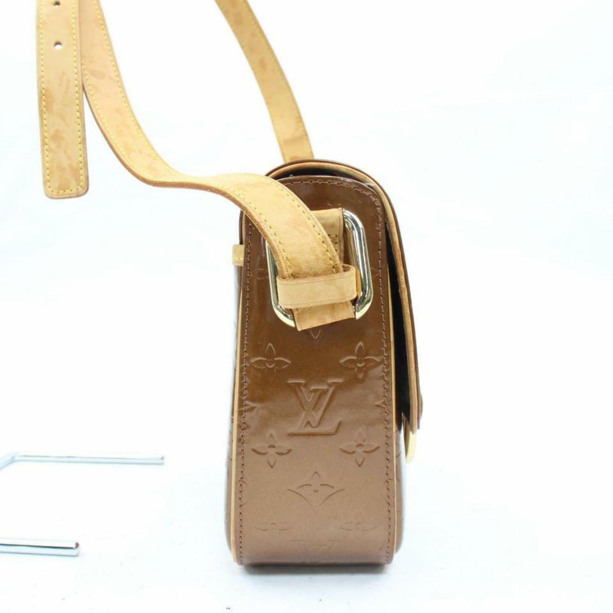 Louis Vuitton Christie Bronze Copper Gm 870267 Patent Leather Cross Body Bag For Sale 3