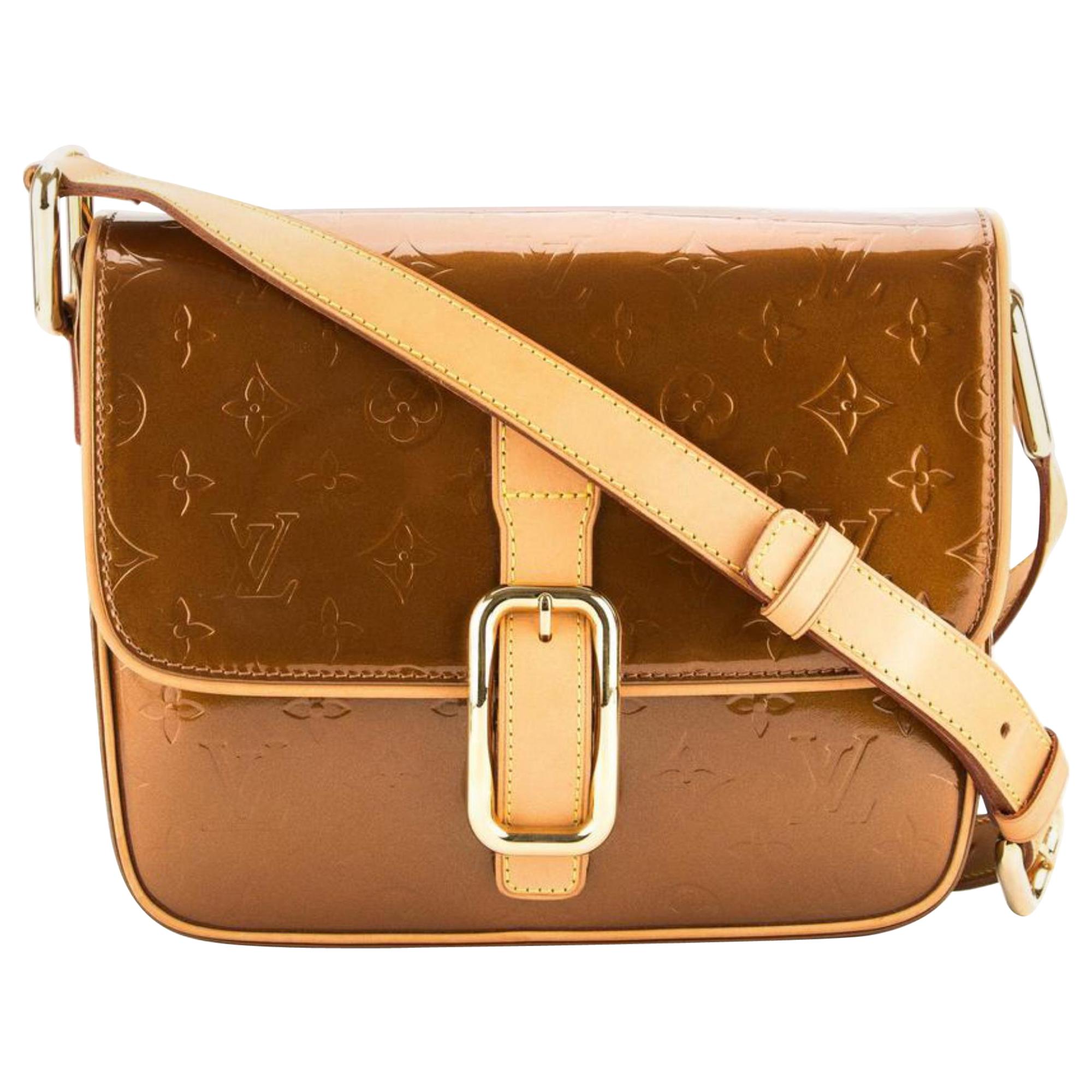 Louis Vuitton Christie Vernis Gm 869973 Brown Patent Leather Cross Body Bag For Sale