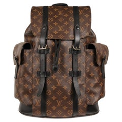 Louis Vuitton Christopher Backpack Brown Black Lv Logo Monogram Travel Carry On