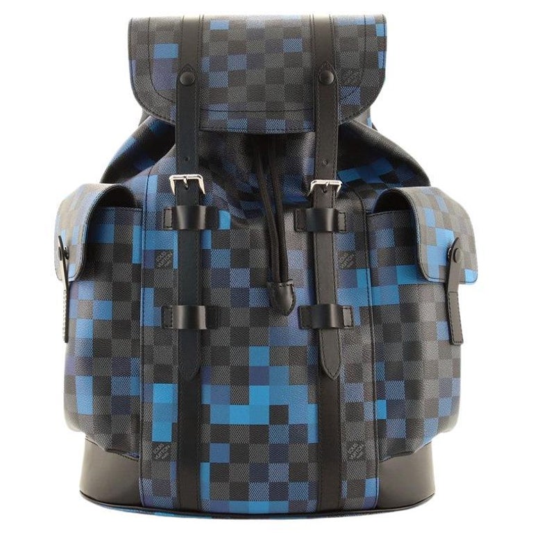 Louis Vuitton Josh Backpack Damier Graphite Pixel Blue