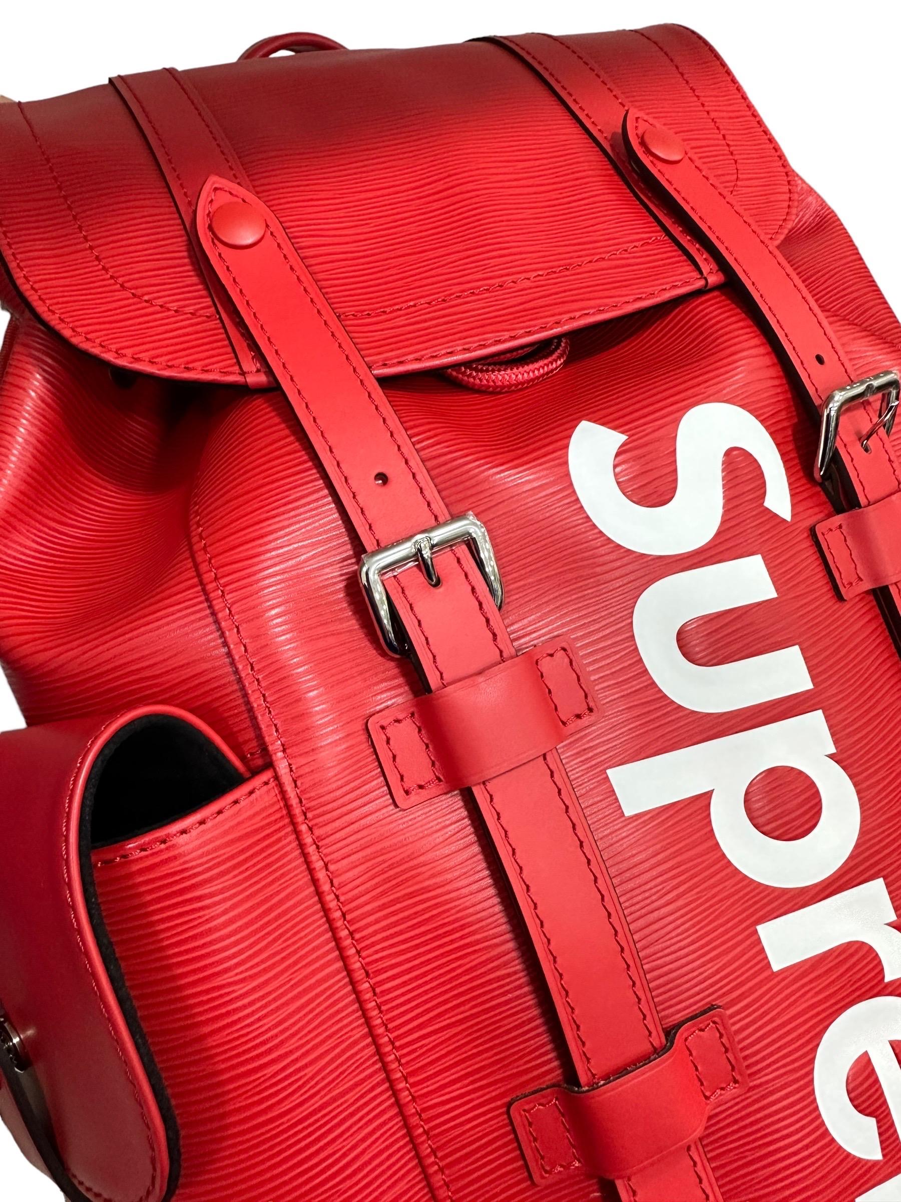 Louis Vuitton Christopher Backpack x Supreme Limited Edition Red Epi Leather 5