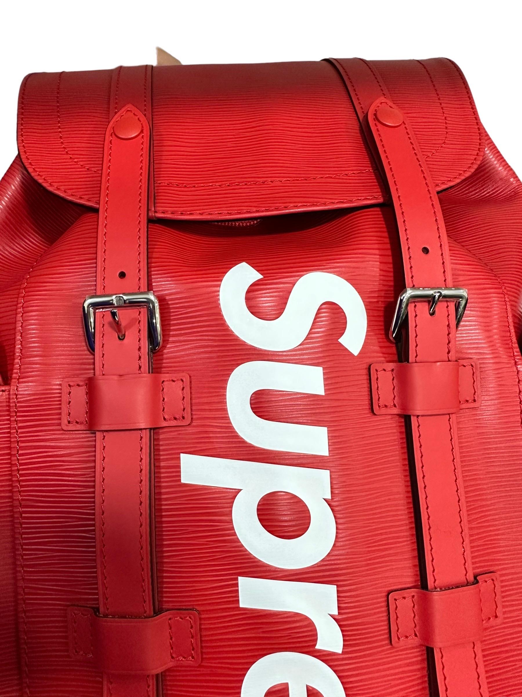 Louis Vuitton Christopher Backpack x Supreme Limited Edition Red Epi Leather 7