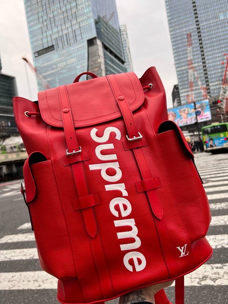 Louis Vuitton Christopher Backpack x Supreme Limited Edition Red Epi Leather 13