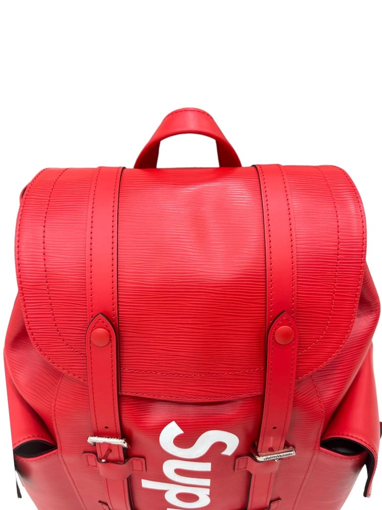 Louis Vuitton Christopher Backpack x Supreme Limited Edition Red Epi  Leather For Sale at 1stDibs