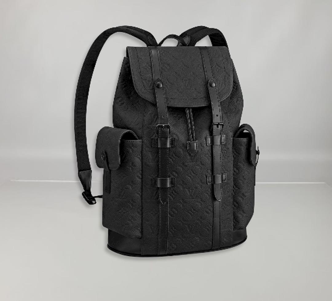 Men's Louis Vuitton Christopher MM backpack Taurillon Monogram BLack