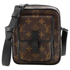 Louis Vuitton Brown Monogram Macassar Coated Canvas Mini Christopher Wearable Wallet Black Hardware, 2020 (Like New), Handbag