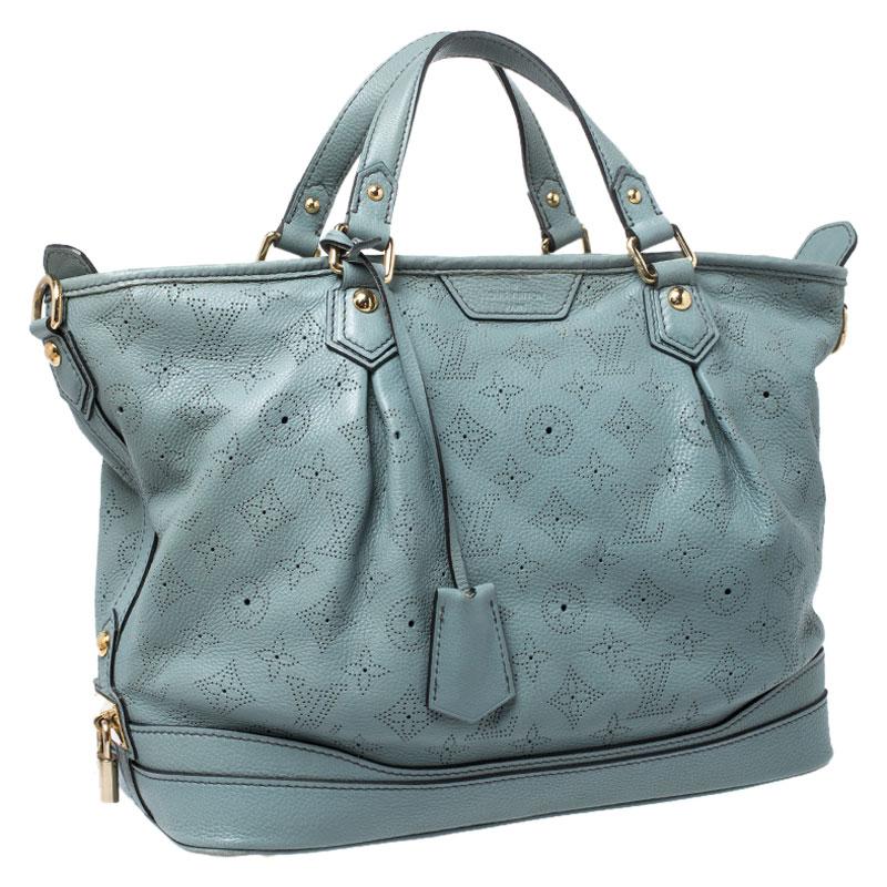 Gray Louis Vuitton Ciel Mahina Leather Stellar PM Bag