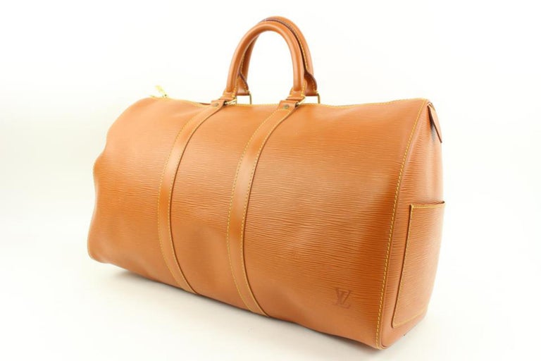 Louis Vuitton LV macassar yellow Keepall Brown Leather ref.315995