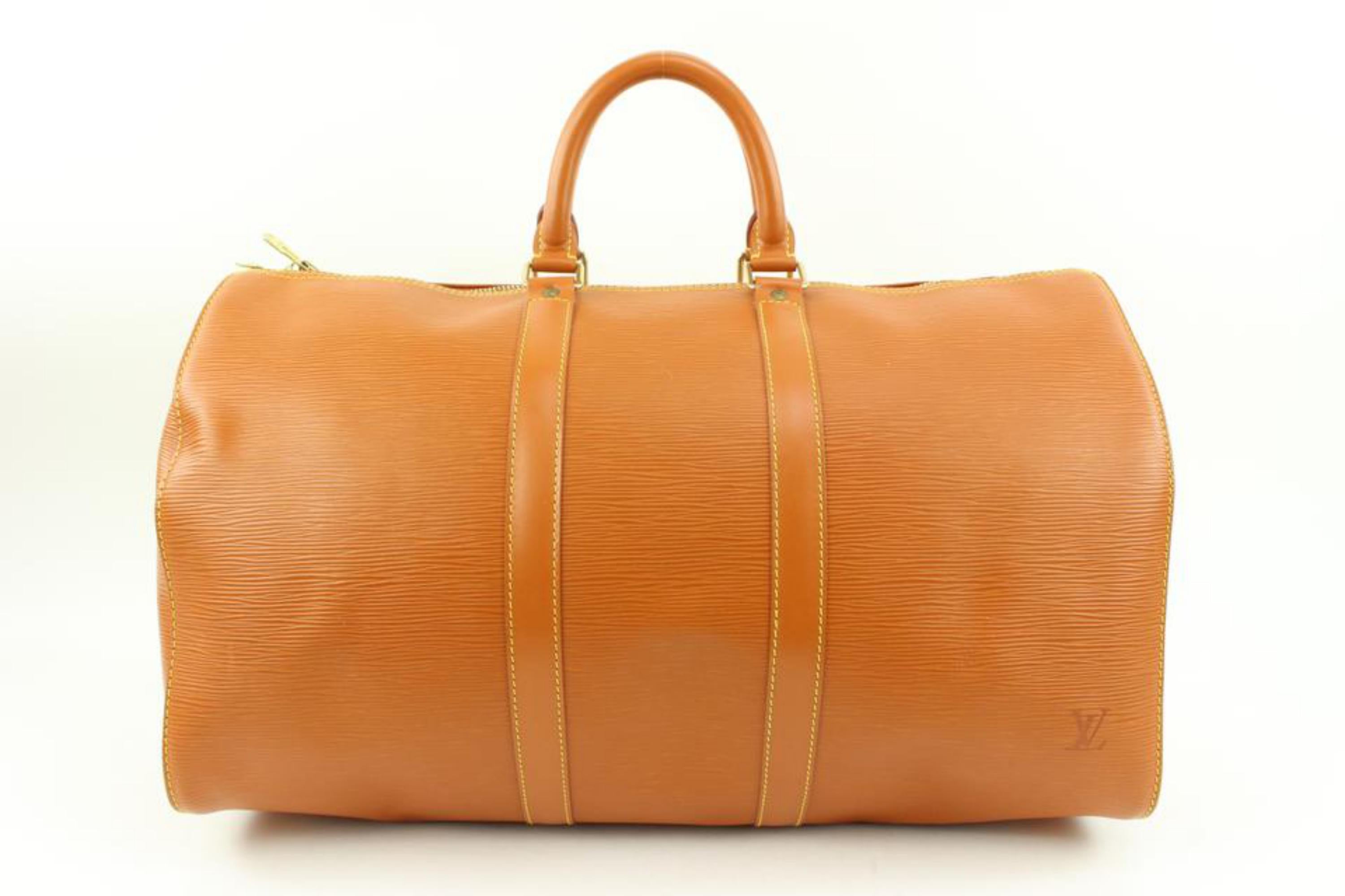 Louis Vuitton Cipango Brown Gold Epi Leather Keepall 45 Duffle Bag  85lv225s In Good Condition In Dix hills, NY