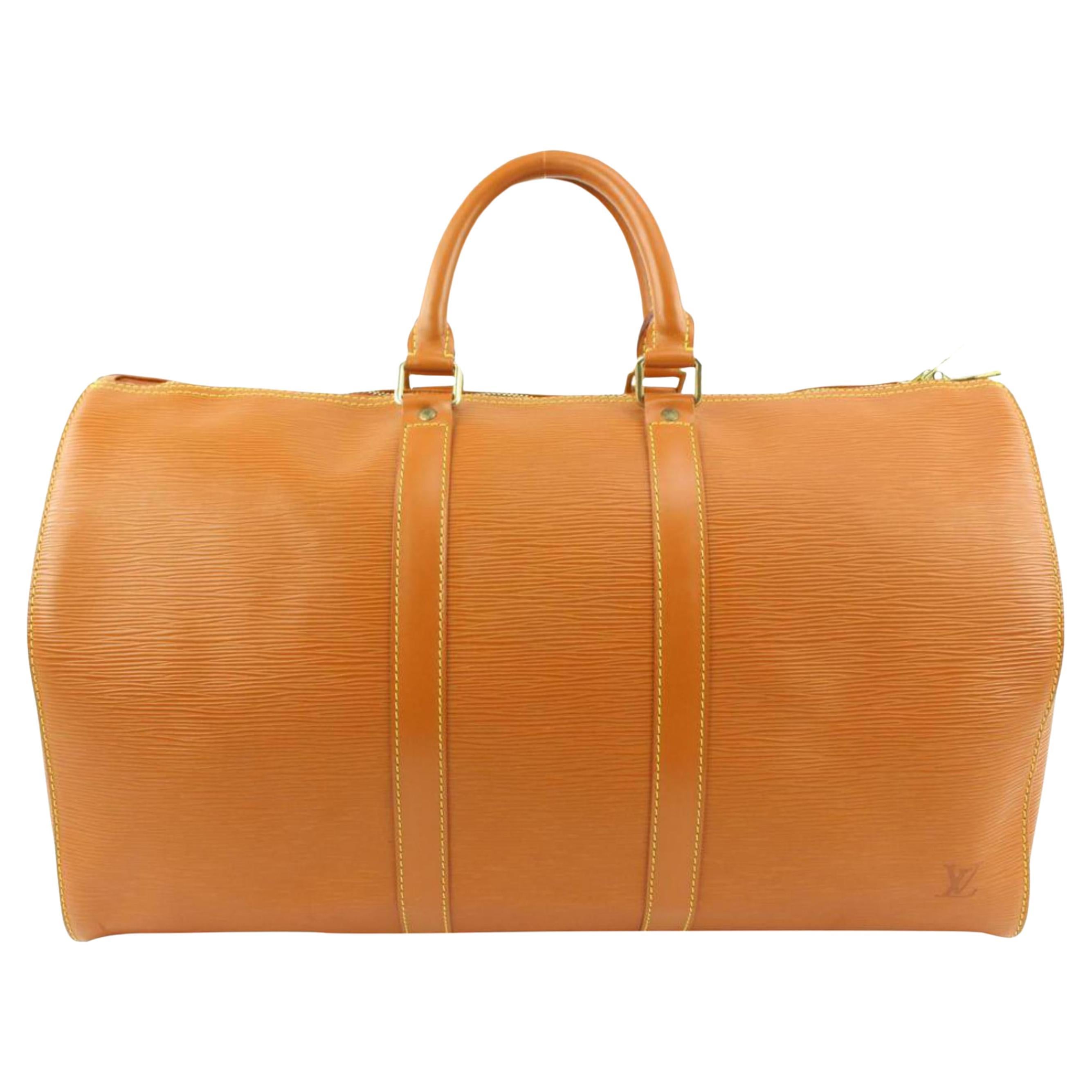 Louis Vuitton Cipango Brown Gold Epi Leather Keepall 45 Duffle Bag  85lv225s