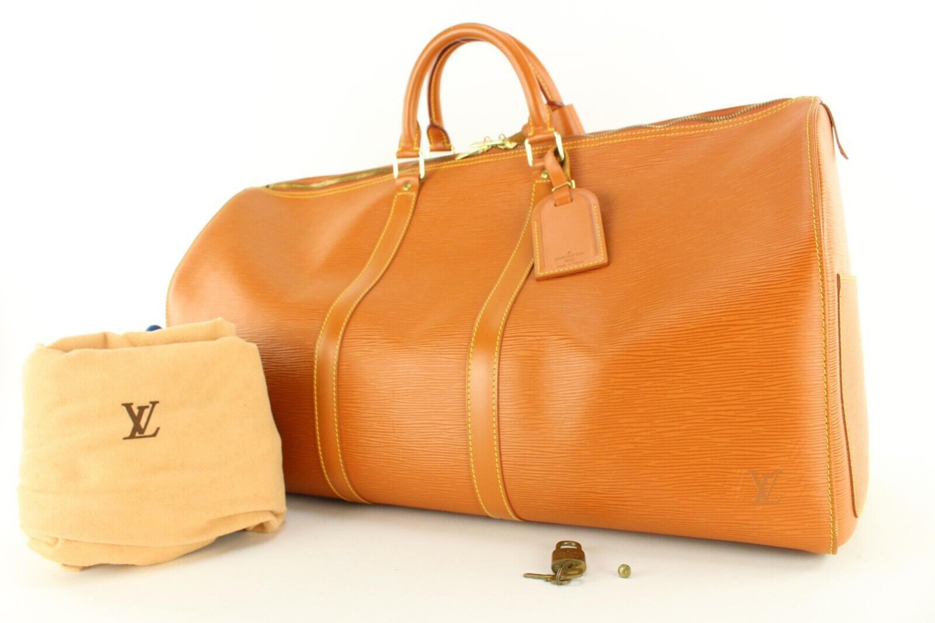 Louis Vuitton Cipango Gold Brown Epi Leather Keepall 55 2LVJ1202 7