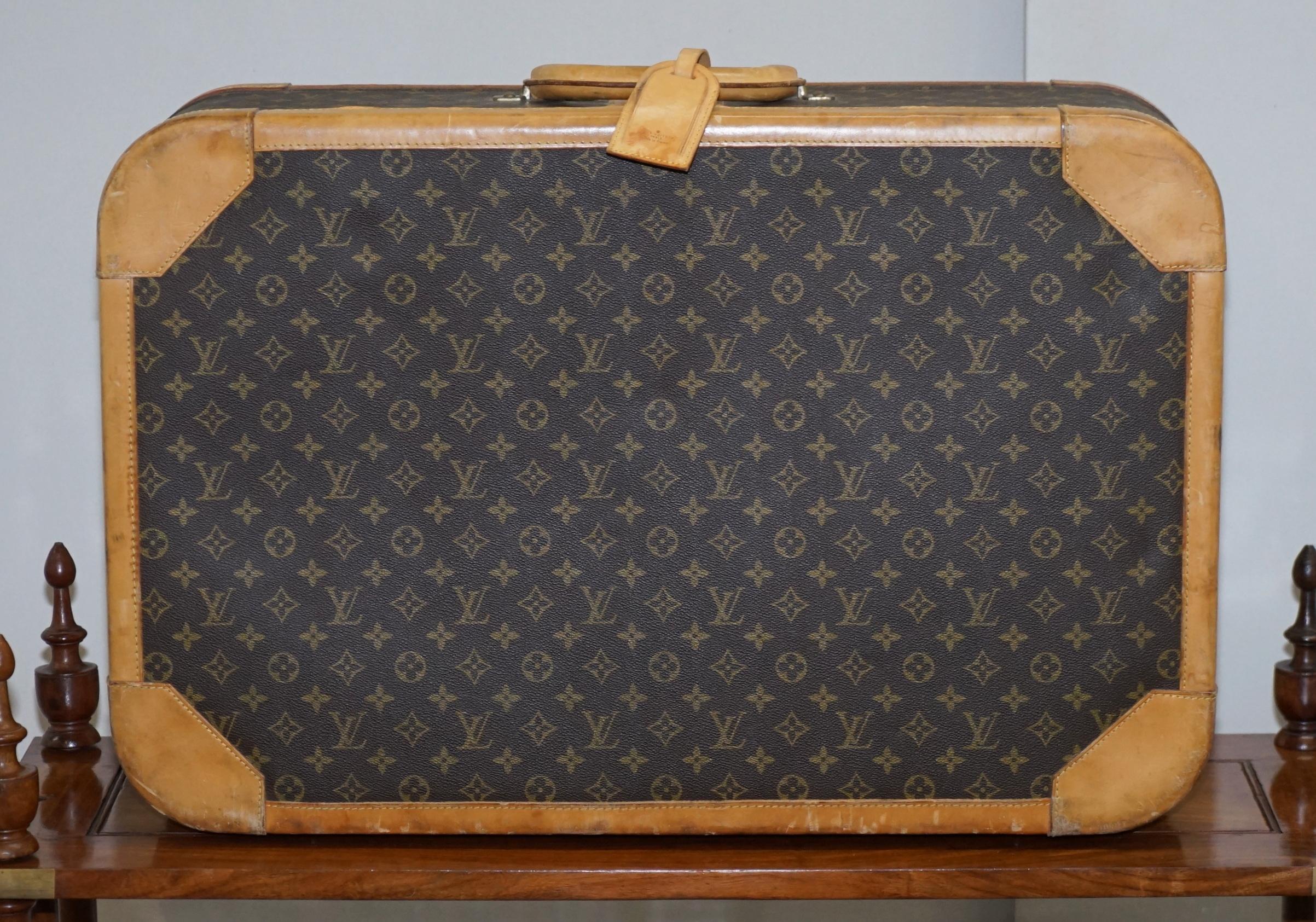 Mid-Century Modern Louis Vuitton circa 1970s Stratos 70 Leather Monogrammed Suitecase LV