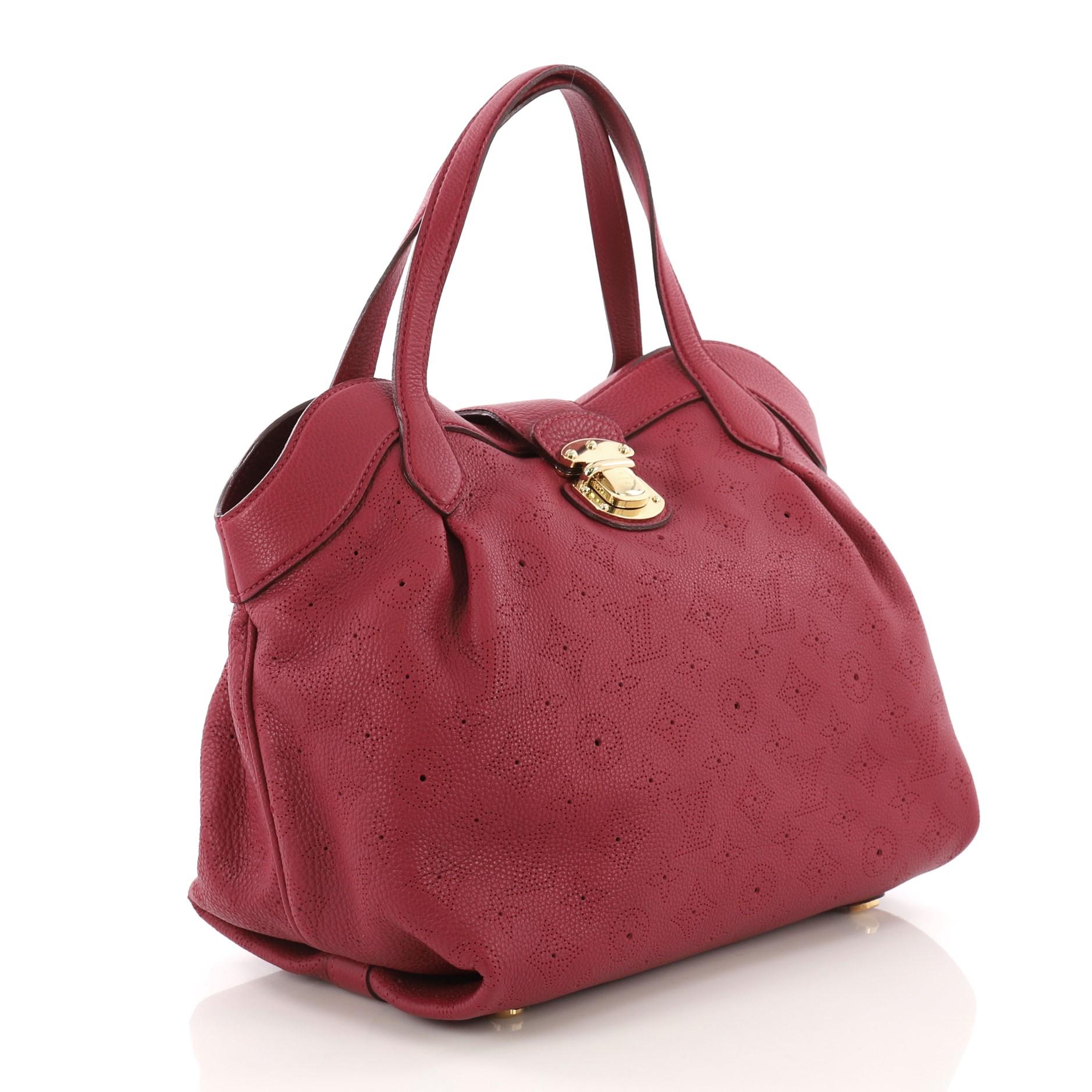 Brown Louis Vuitton Cirrus Handbag Mahina Leather PM