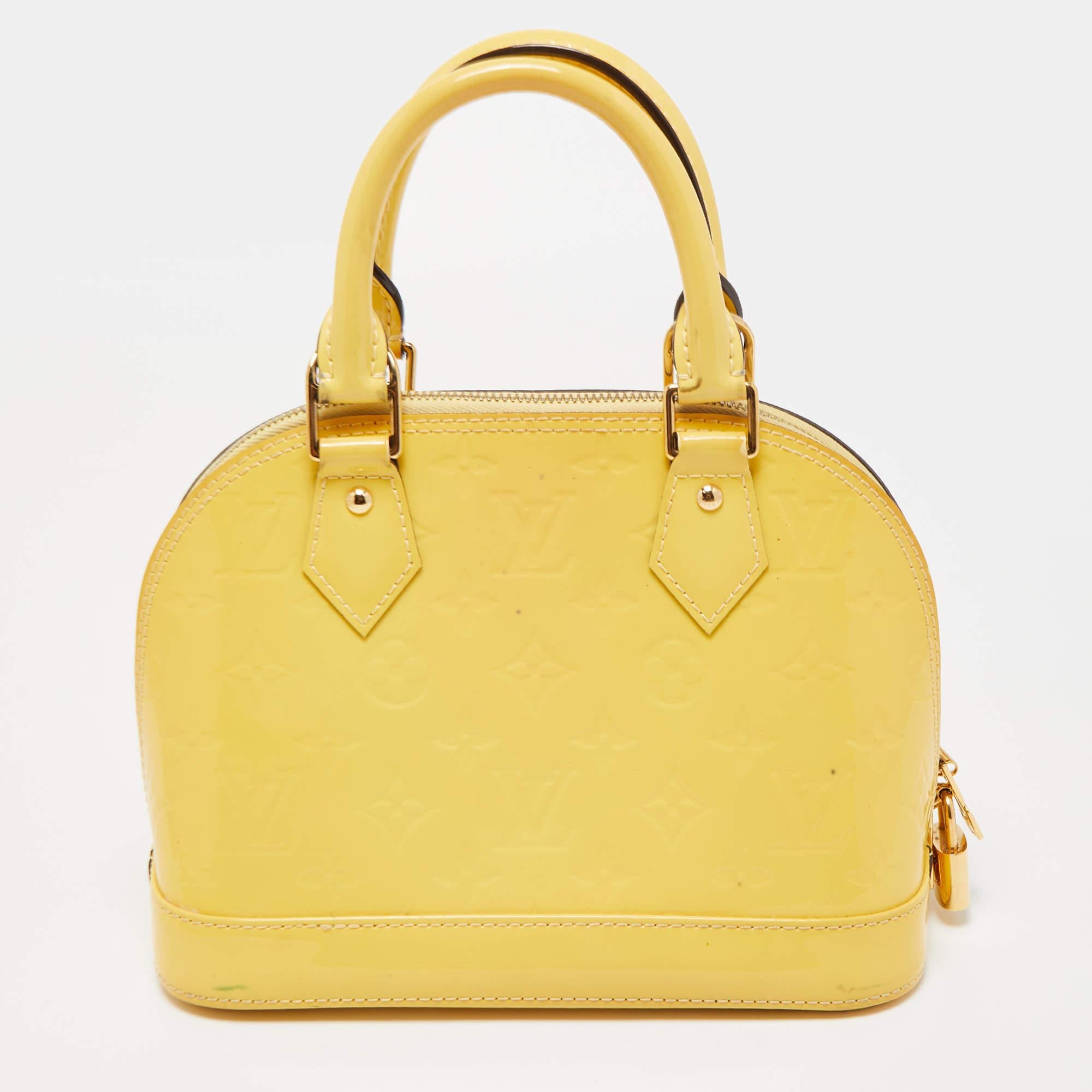 Louis Vuitton Citrine Monogram Vernis Alma BB Bag In Good Condition In Dubai, Al Qouz 2