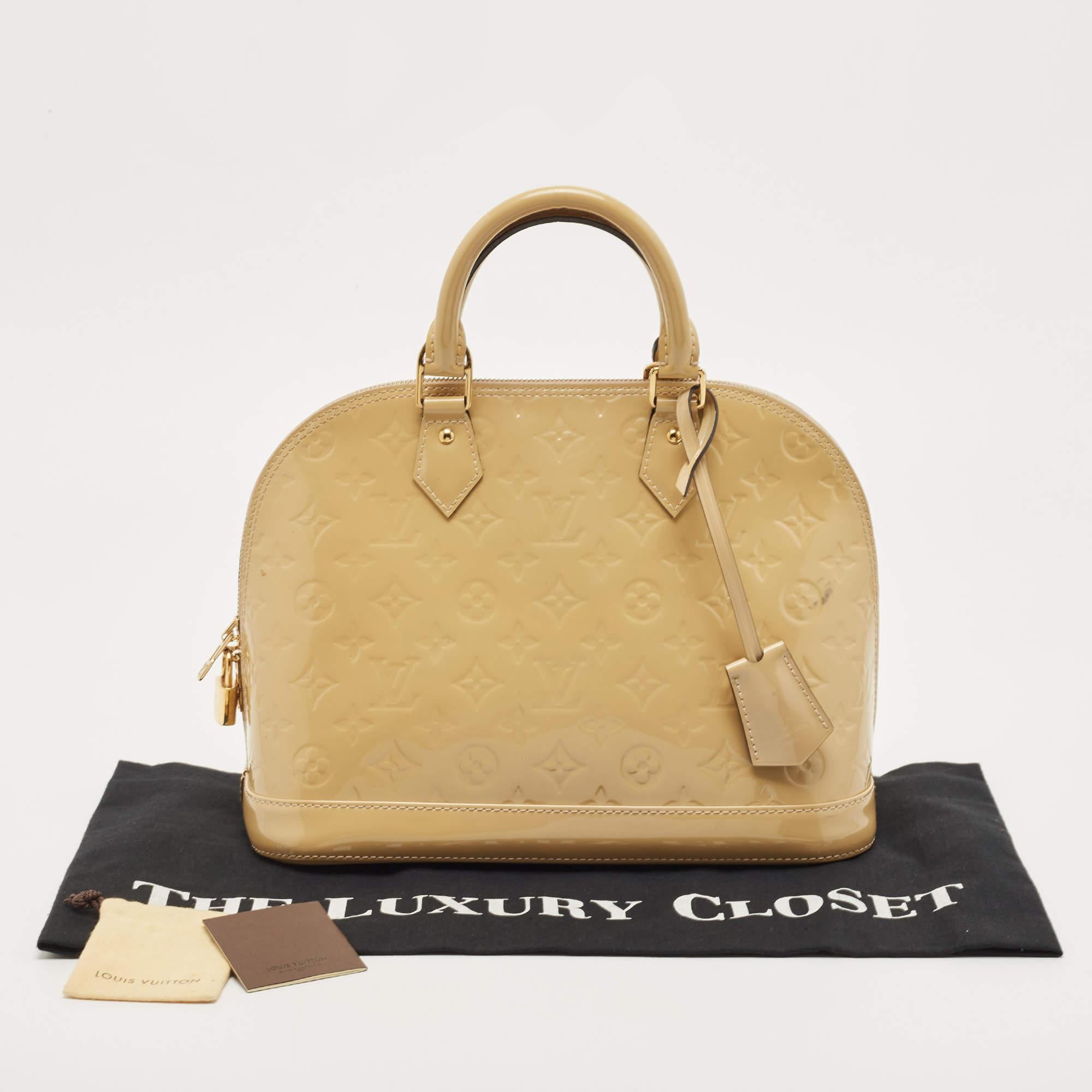 Louis Vuitton Citrine Monogram Vernis Alma PM Bag For Sale 12