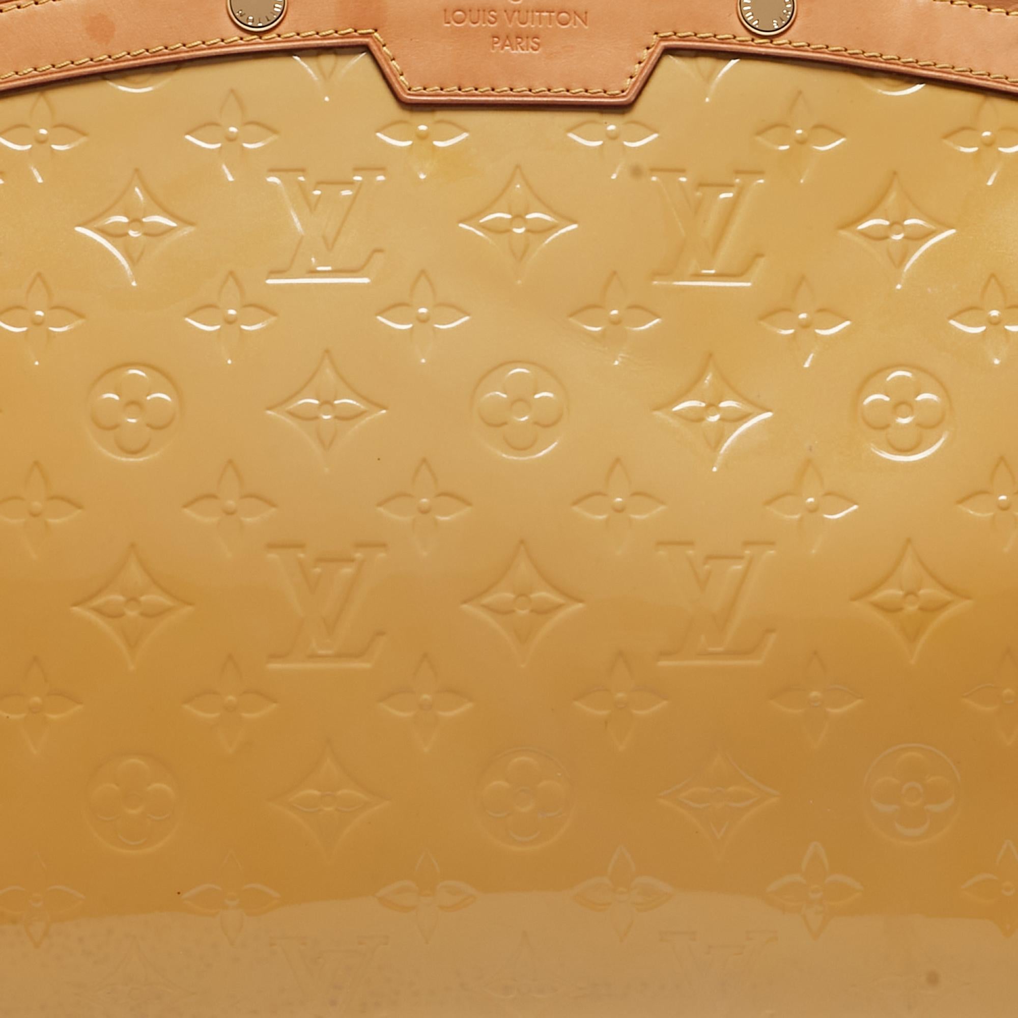 Louis Vuitton Citrine Monogram Vernis Brea MM Bag For Sale 9