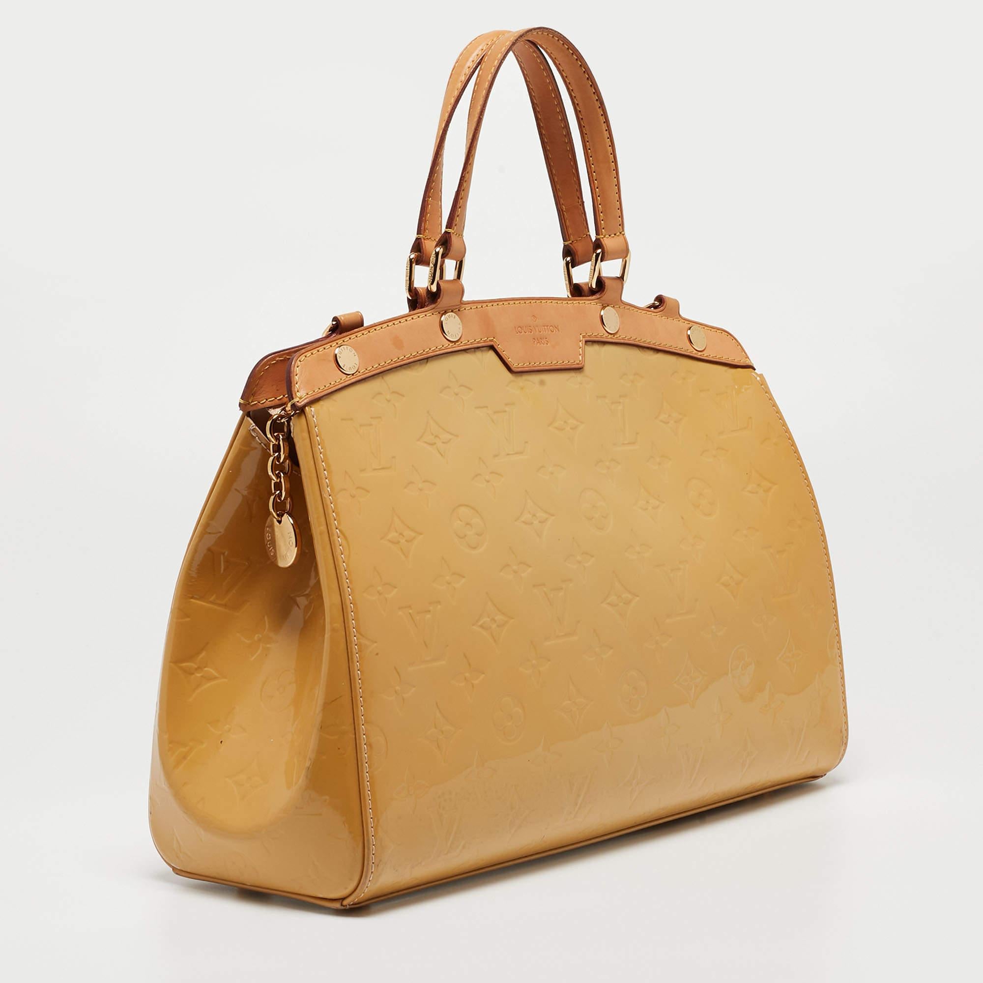 Brown Louis Vuitton Citrine Monogram Vernis Brea MM Bag