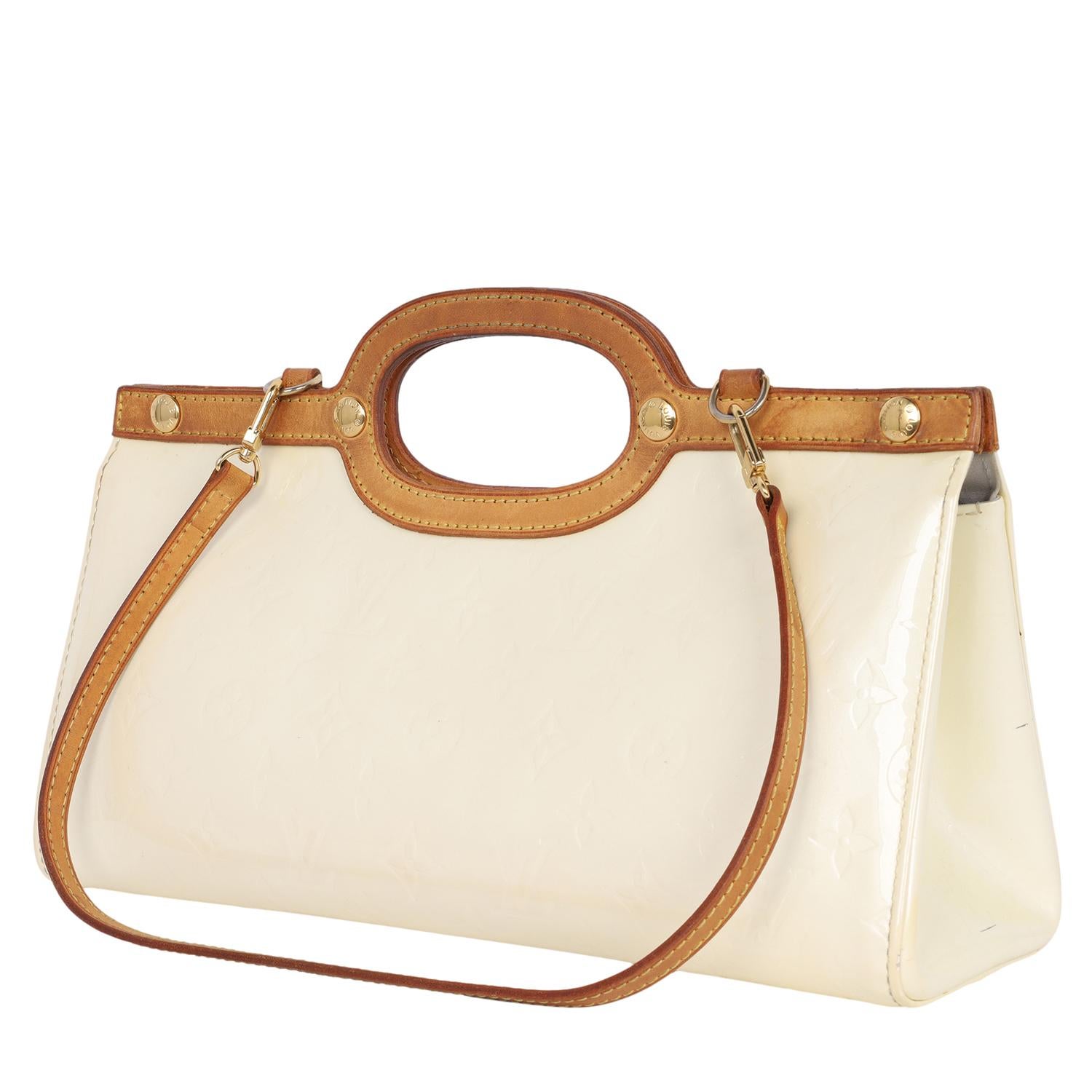 Women's Louis Vuitton Citrine Monogram Vernis Roxbury Bag Beige
