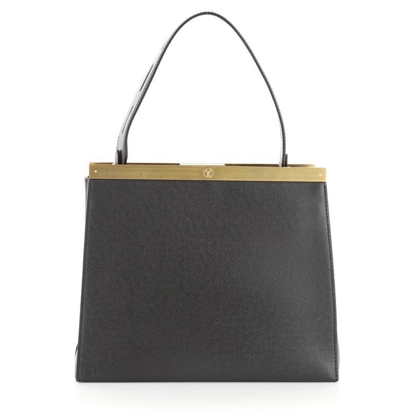 Black Louis Vuitton City Frame Top Handle Bag Taiga Leather