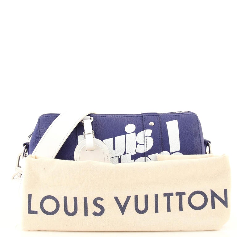 Louis Vuitton City Keepall Bag Everyday Signature Printed Leather Blue