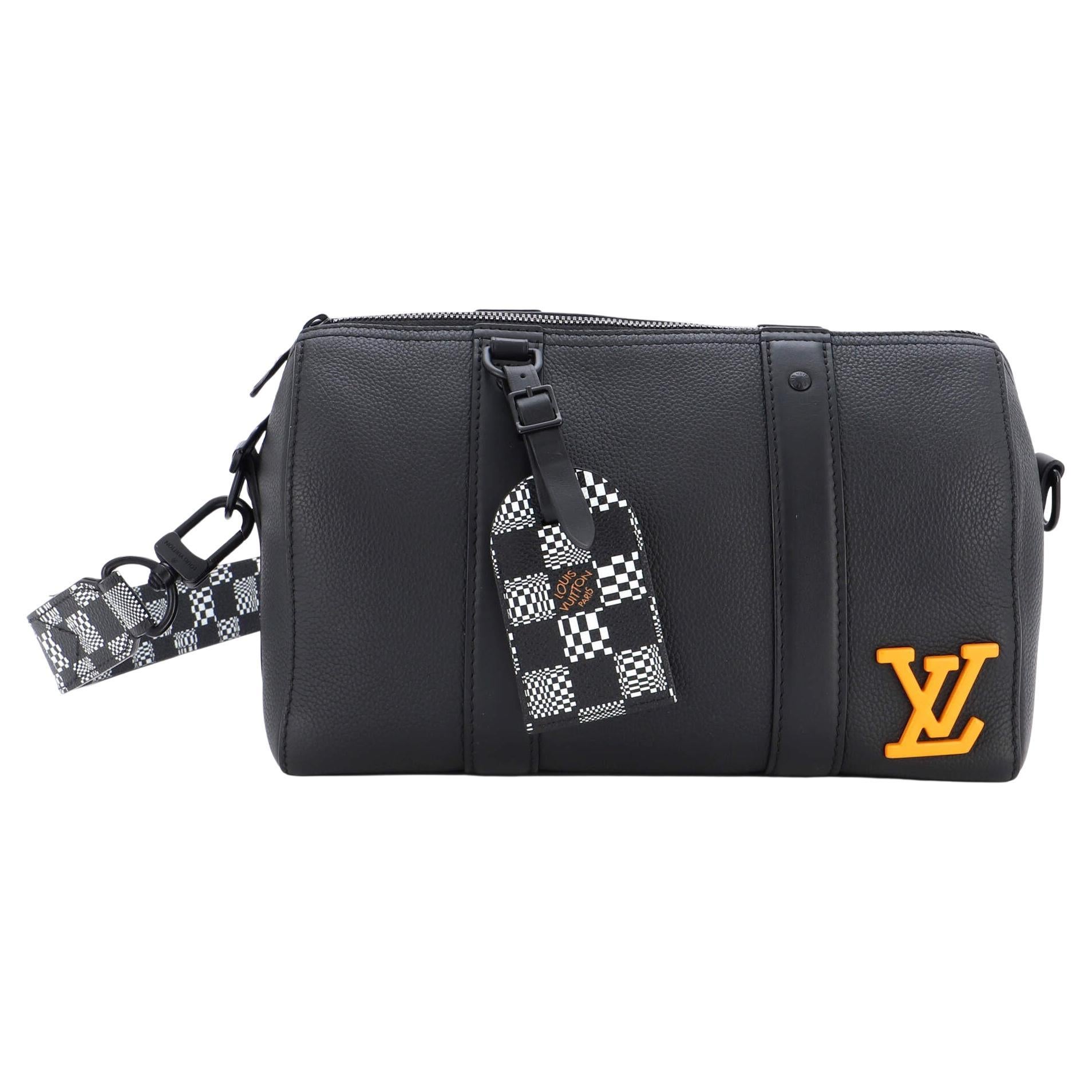 Louis Vuitton City Keepall Bag Leather with Limited Edition Distorted Damier For Sale