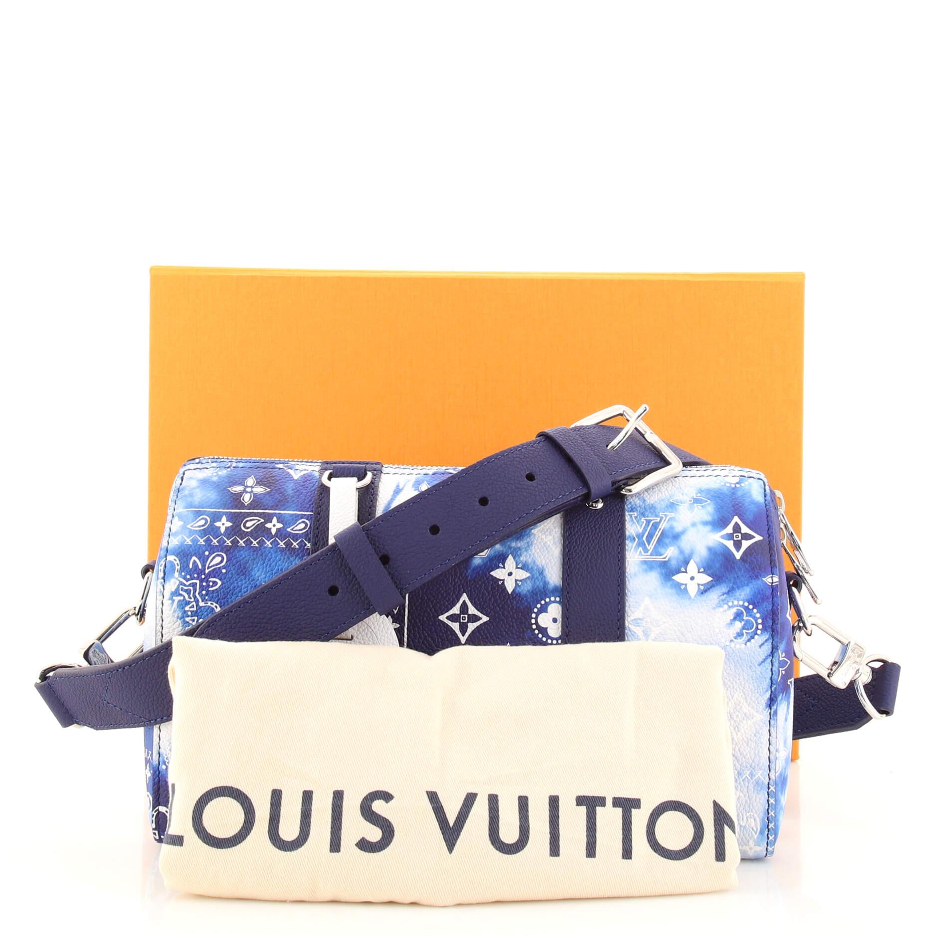 Louis Vuitton Mini Keepall Monogram Bandana Bleached Blue in