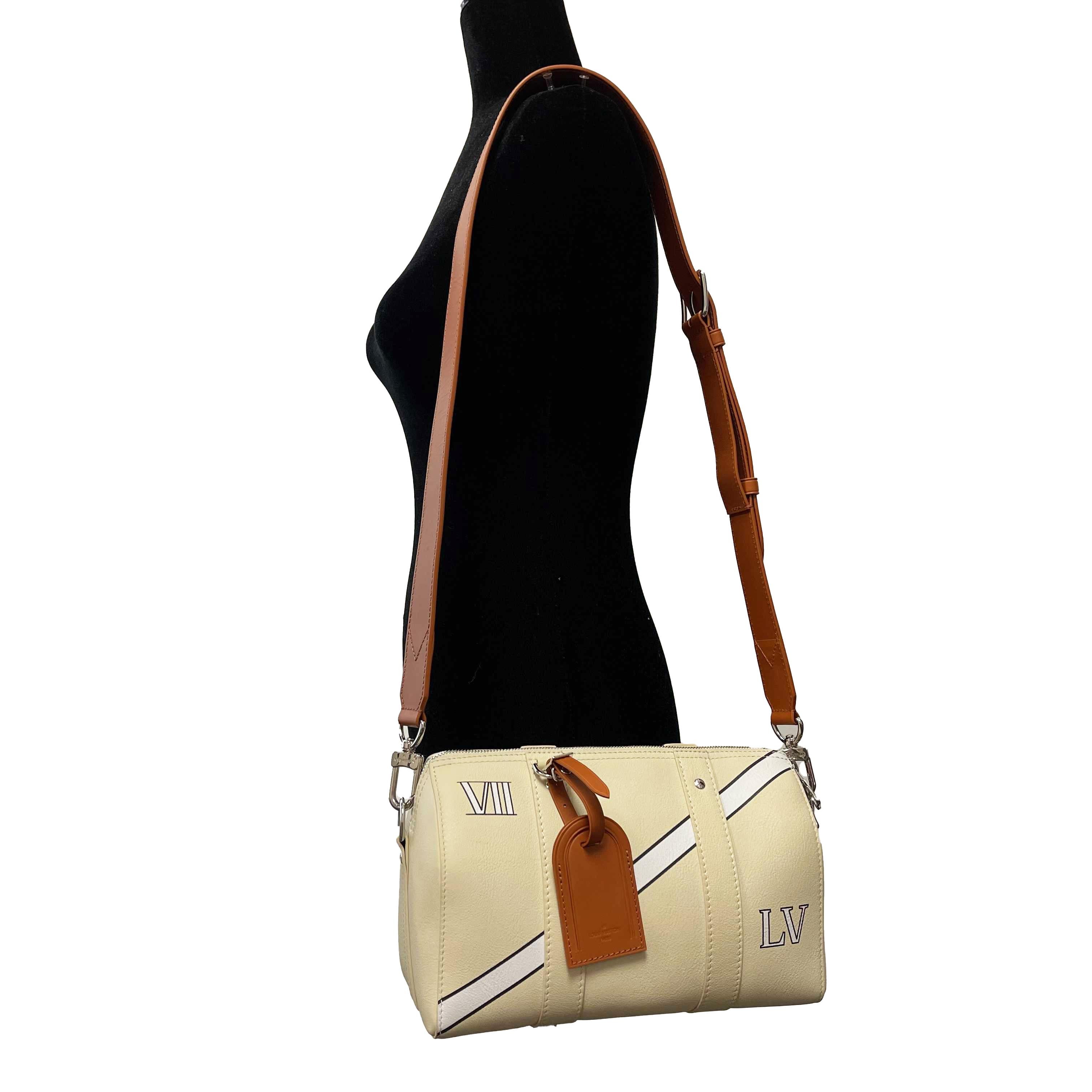 Louis Vuitton - City Keepall Bag Trunk L'oeil Calf Leather Cream Shoulder Bag For Sale 2
