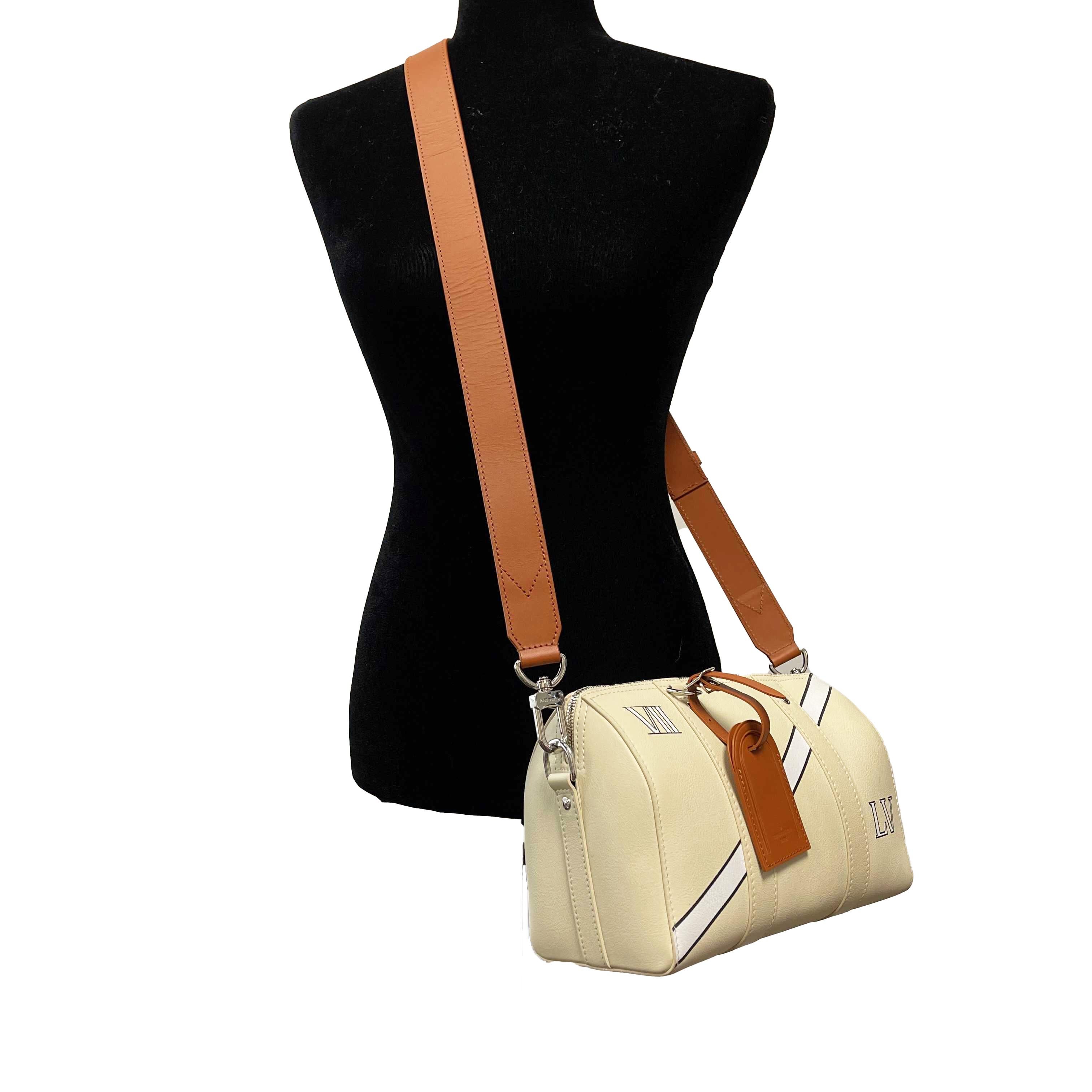 Louis Vuitton - City Keepall Bag Trunk L'oeil Calf Leather Cream Shoulder Bag For Sale 3