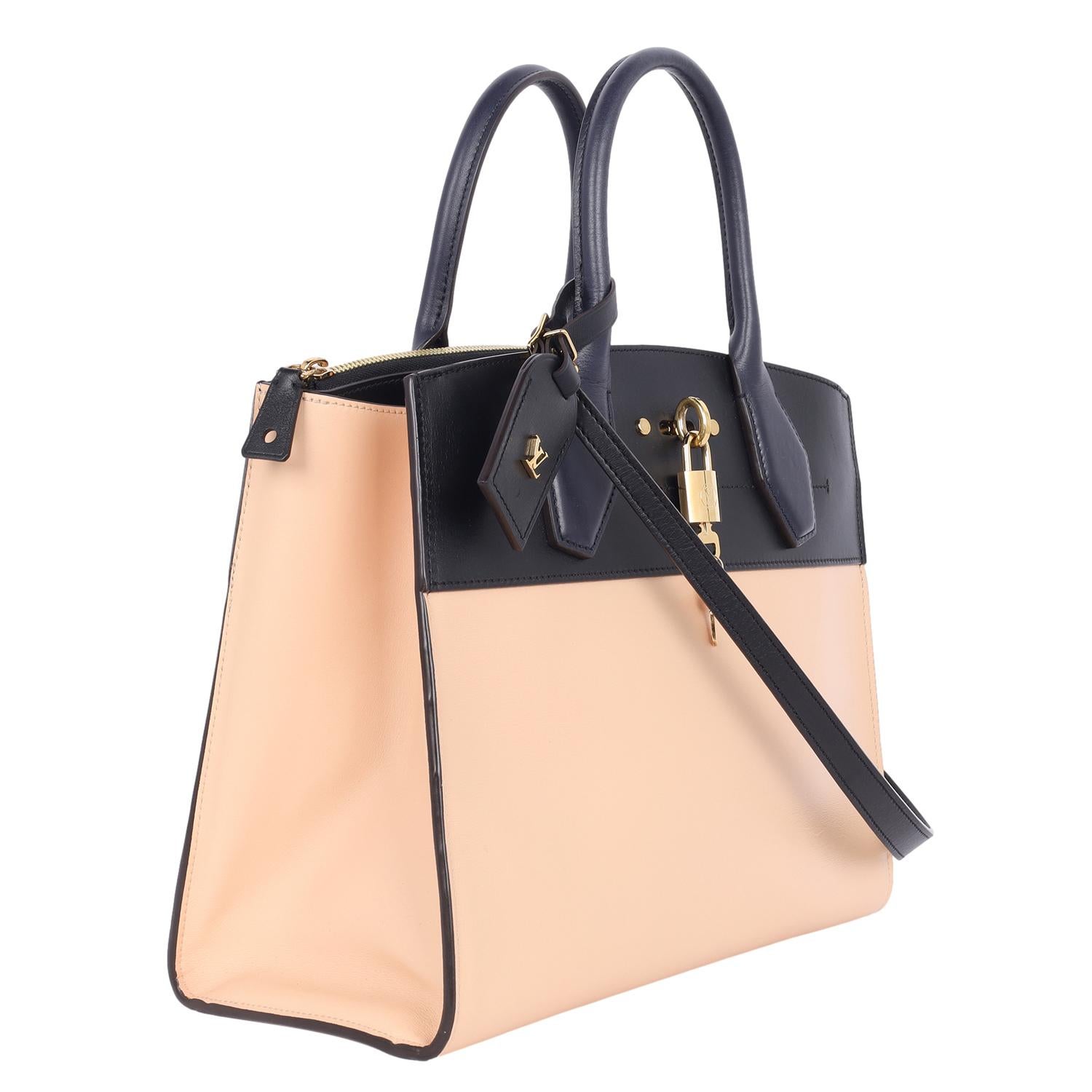 Orange Louis Vuitton City Steamer 2way Shoulder Bag Beige Dark Blue For Sale
