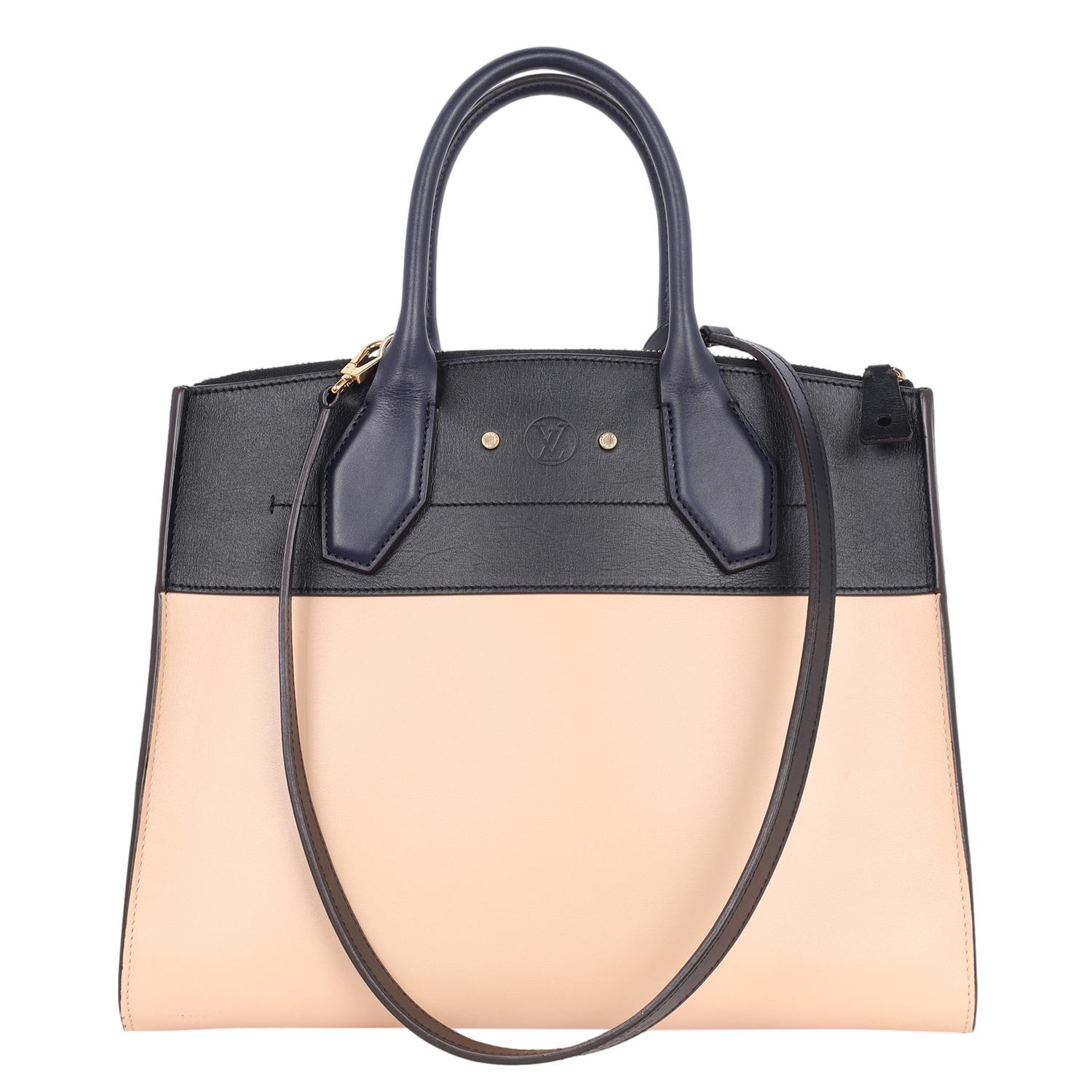 Women's Louis Vuitton City Steamer 2way Shoulder Bag Beige Dark Blue For Sale