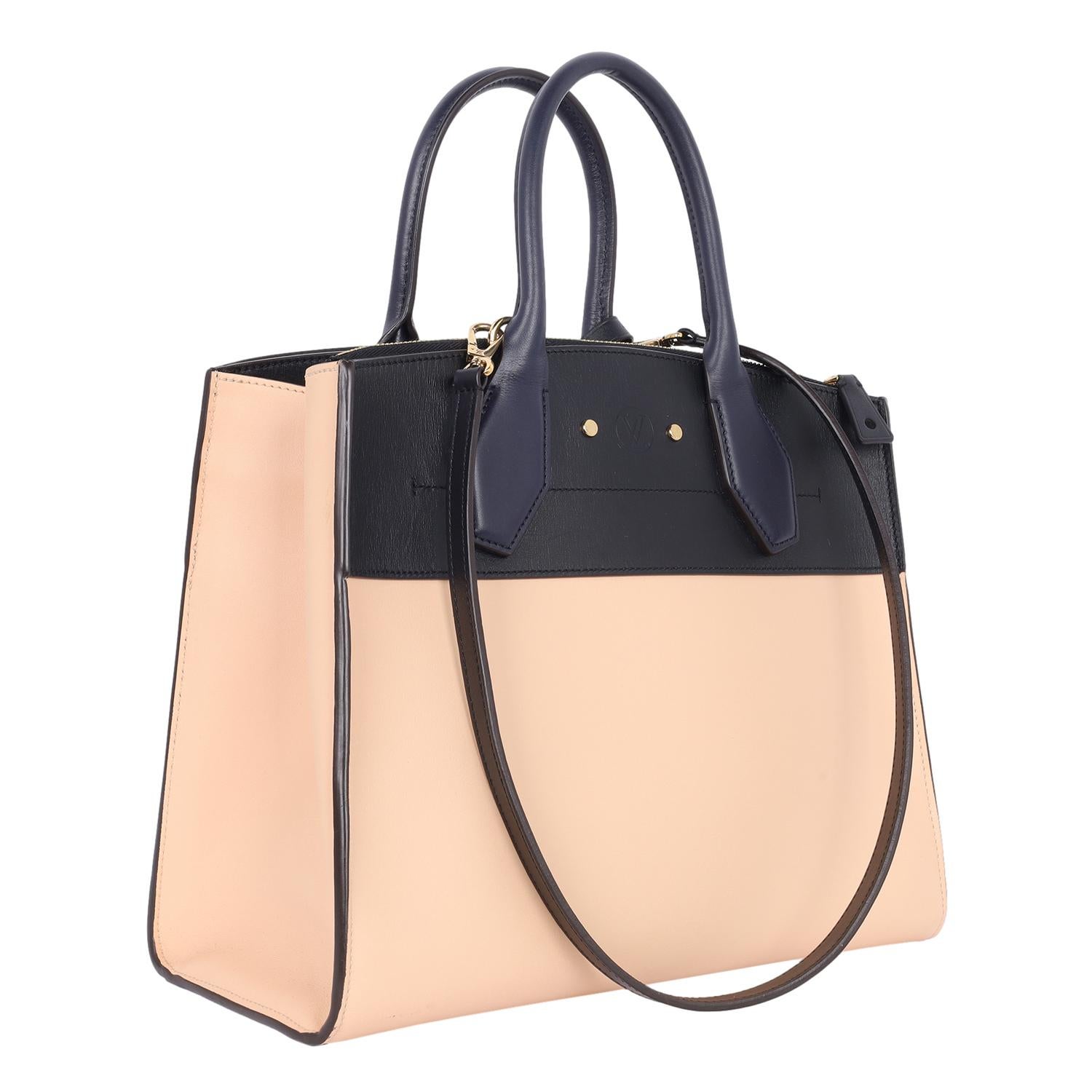 Louis Vuitton City Steamer 2way Shoulder Bag Beige Dark Blue For Sale 1