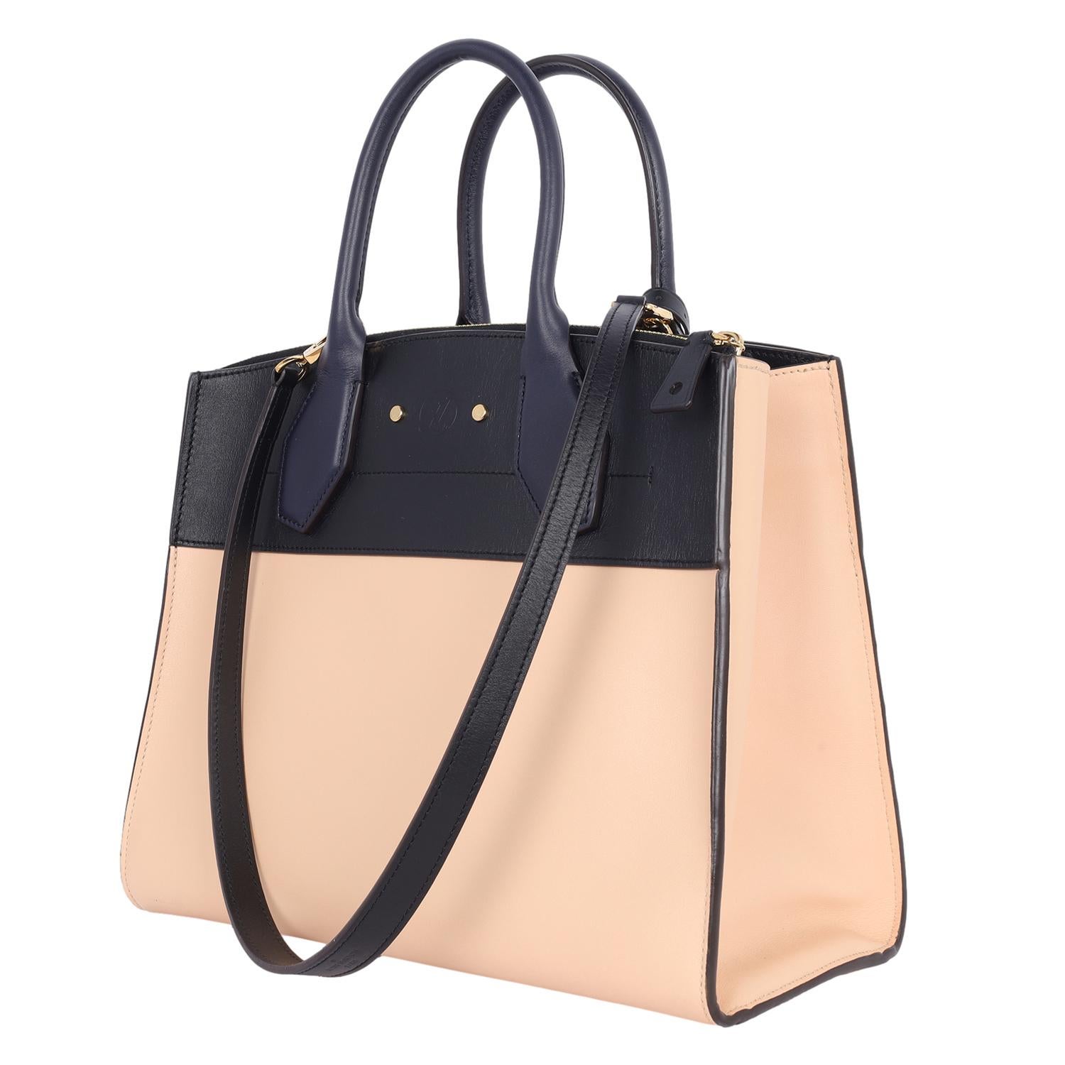 Louis Vuitton City Steamer 2way Shoulder Bag Beige Dark Blue For Sale 2