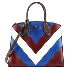 Louis Vuitton City Steamer Handbag Chevron Leather with Monogram Canvas MM