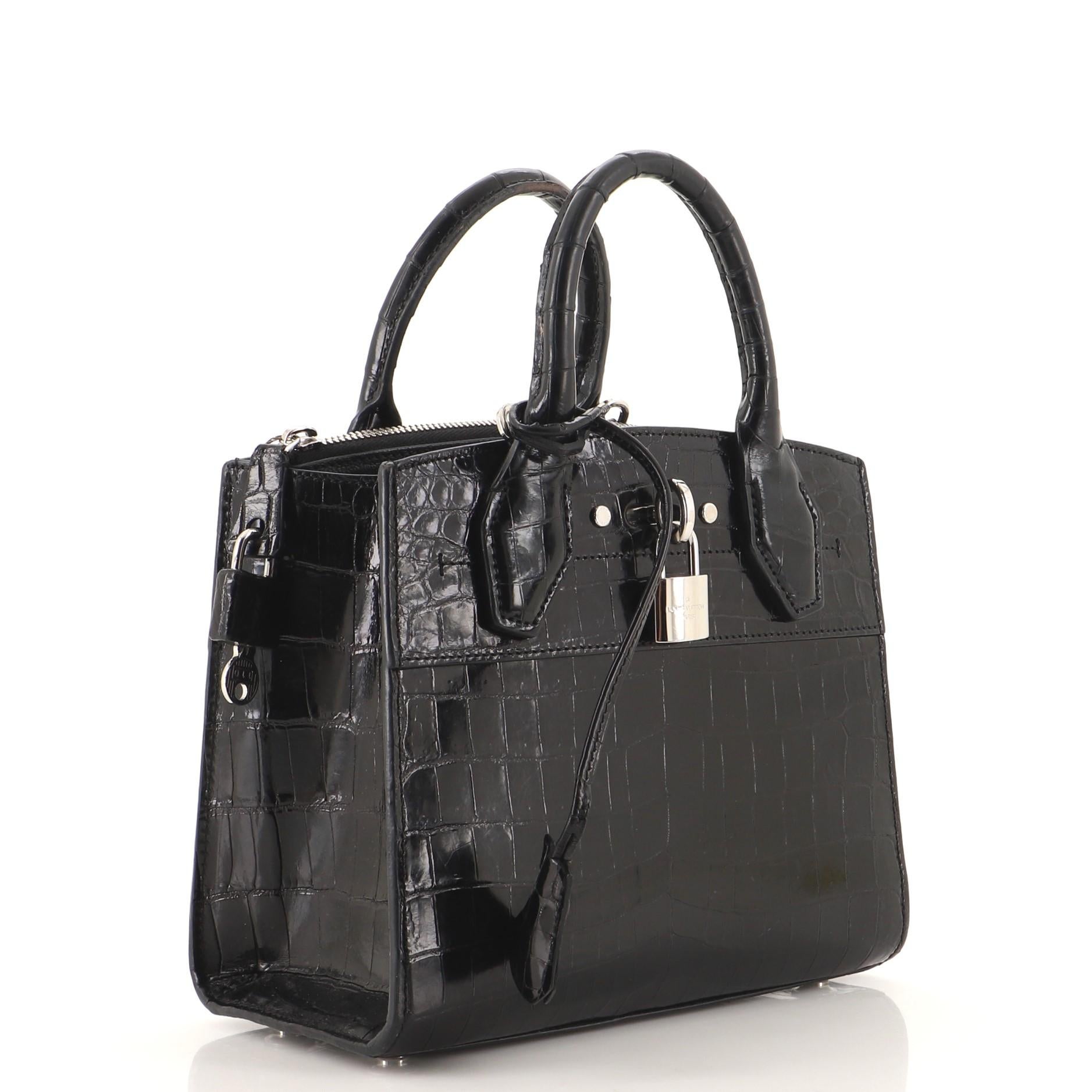 Black Louis Vuitton City Steamer Handbag Crocodile Mini