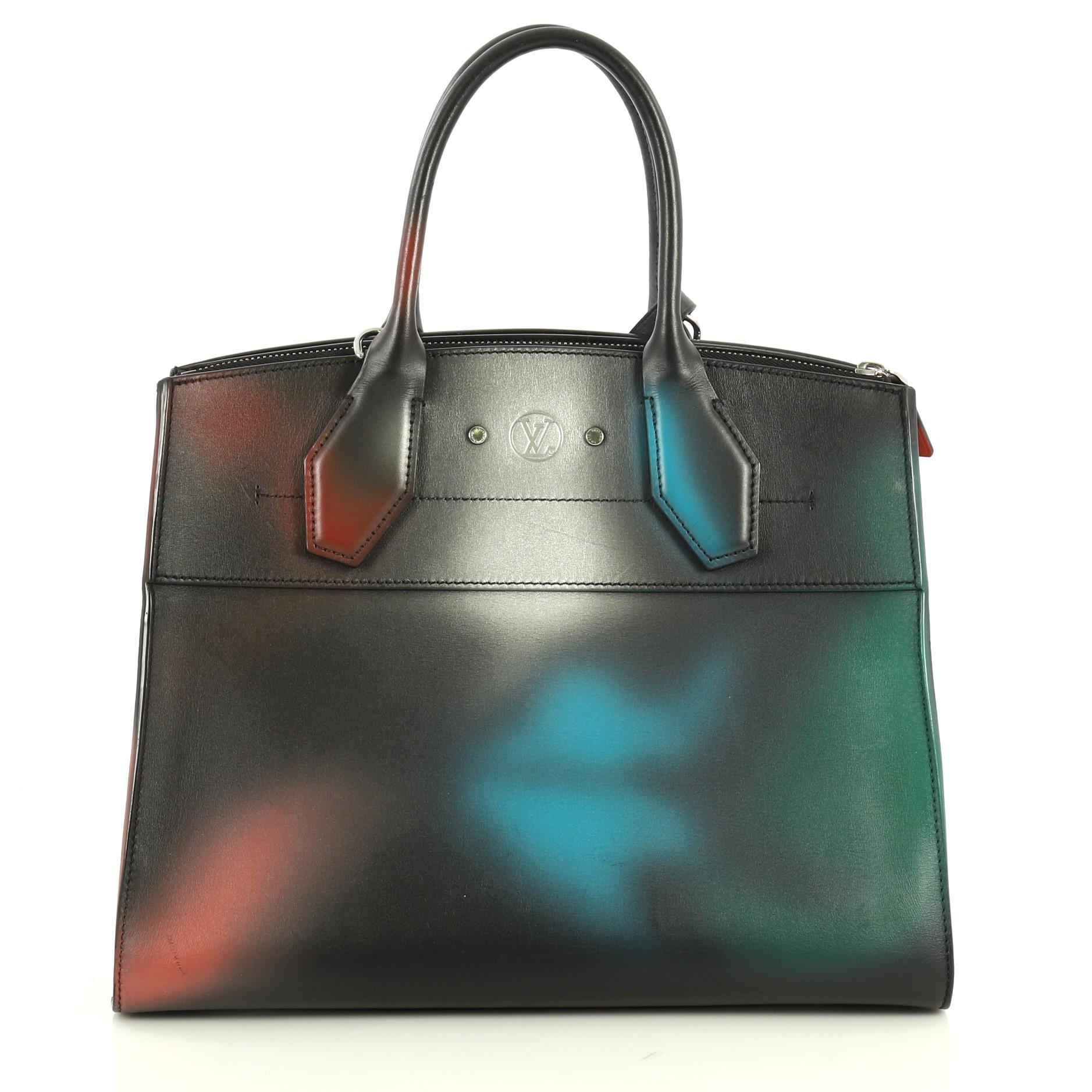 Black Louis Vuitton City Steamer Handbag Hologram Print Leather MM