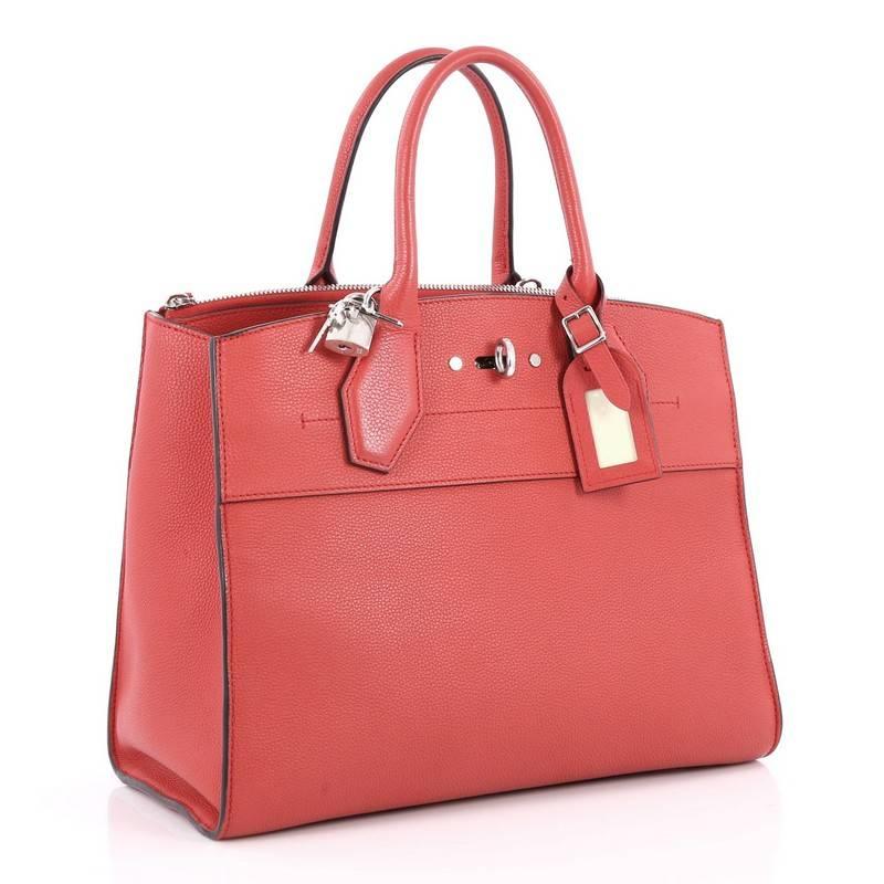 Orange Louis Vuitton City Steamer Handbag Leather MM