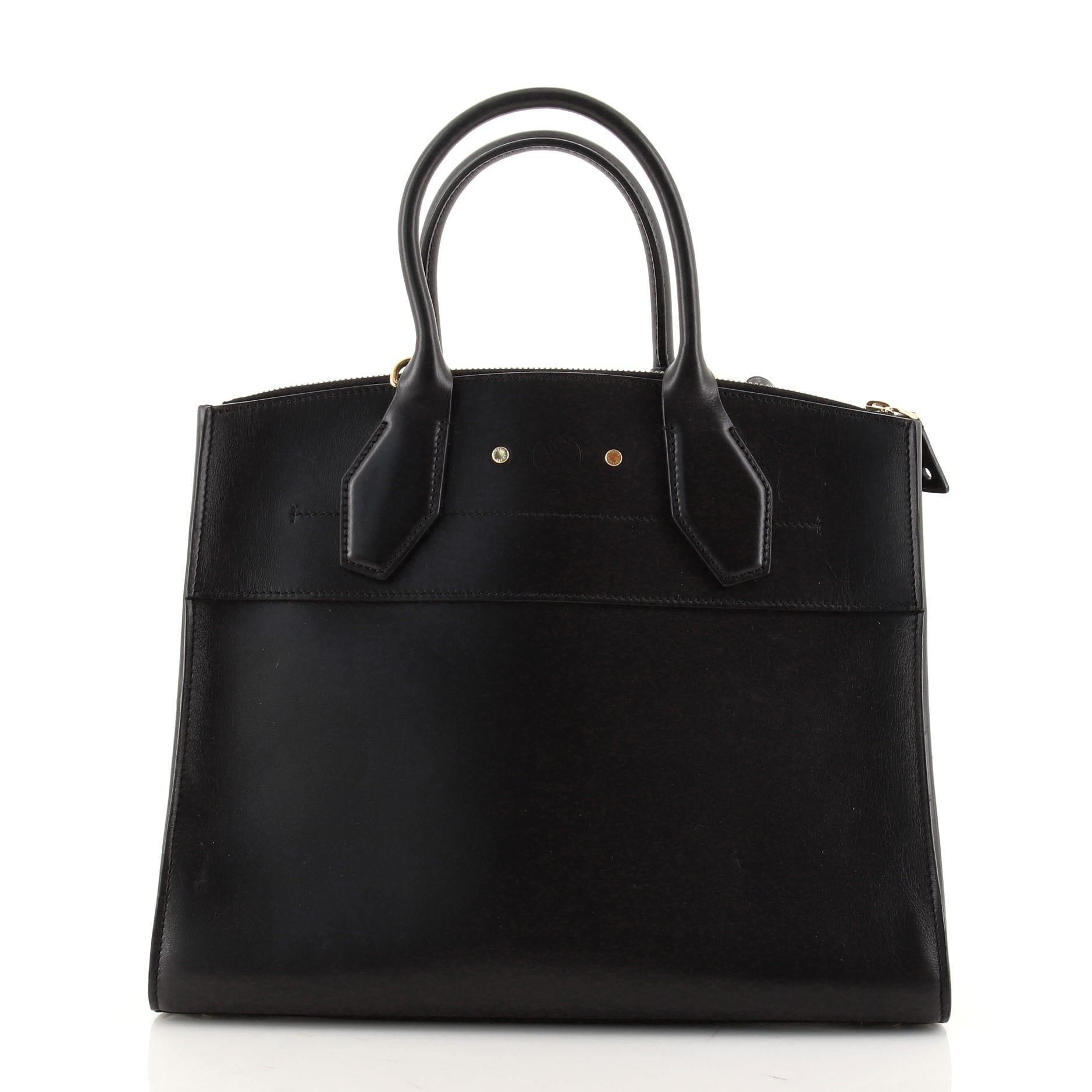 Black Louis Vuitton City Steamer Handbag Leather MM