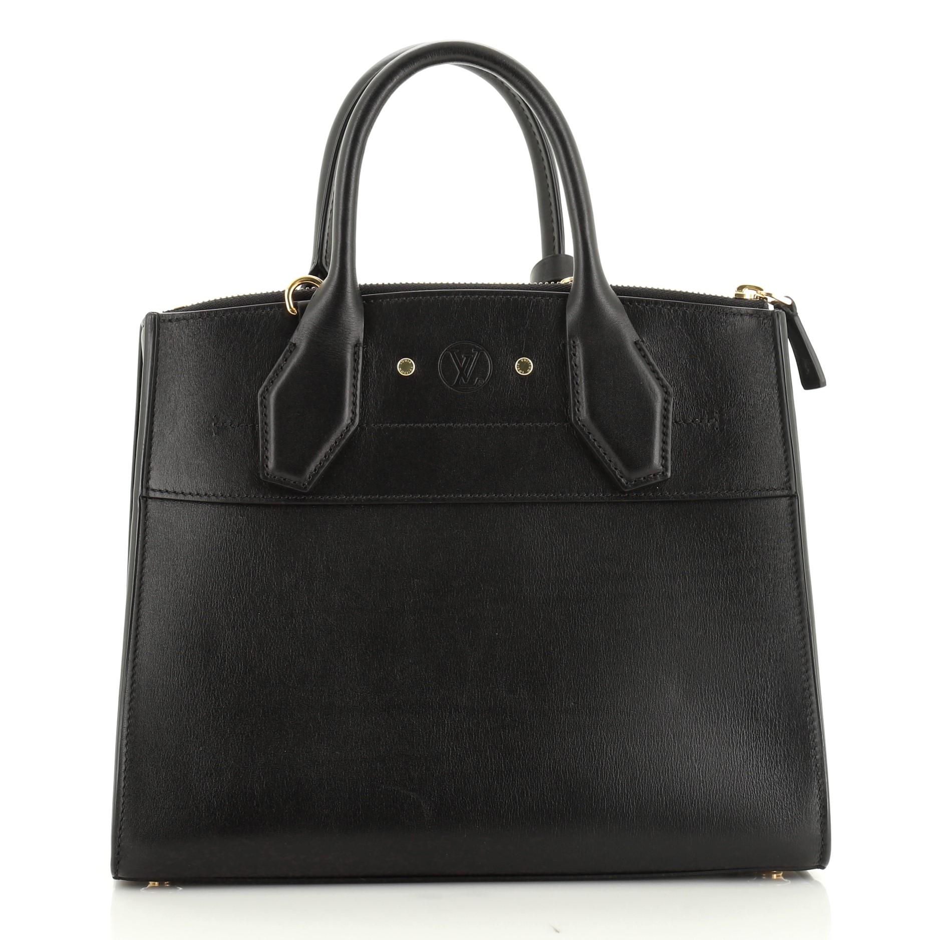 Black Louis Vuitton City Steamer Handbag Leather PM