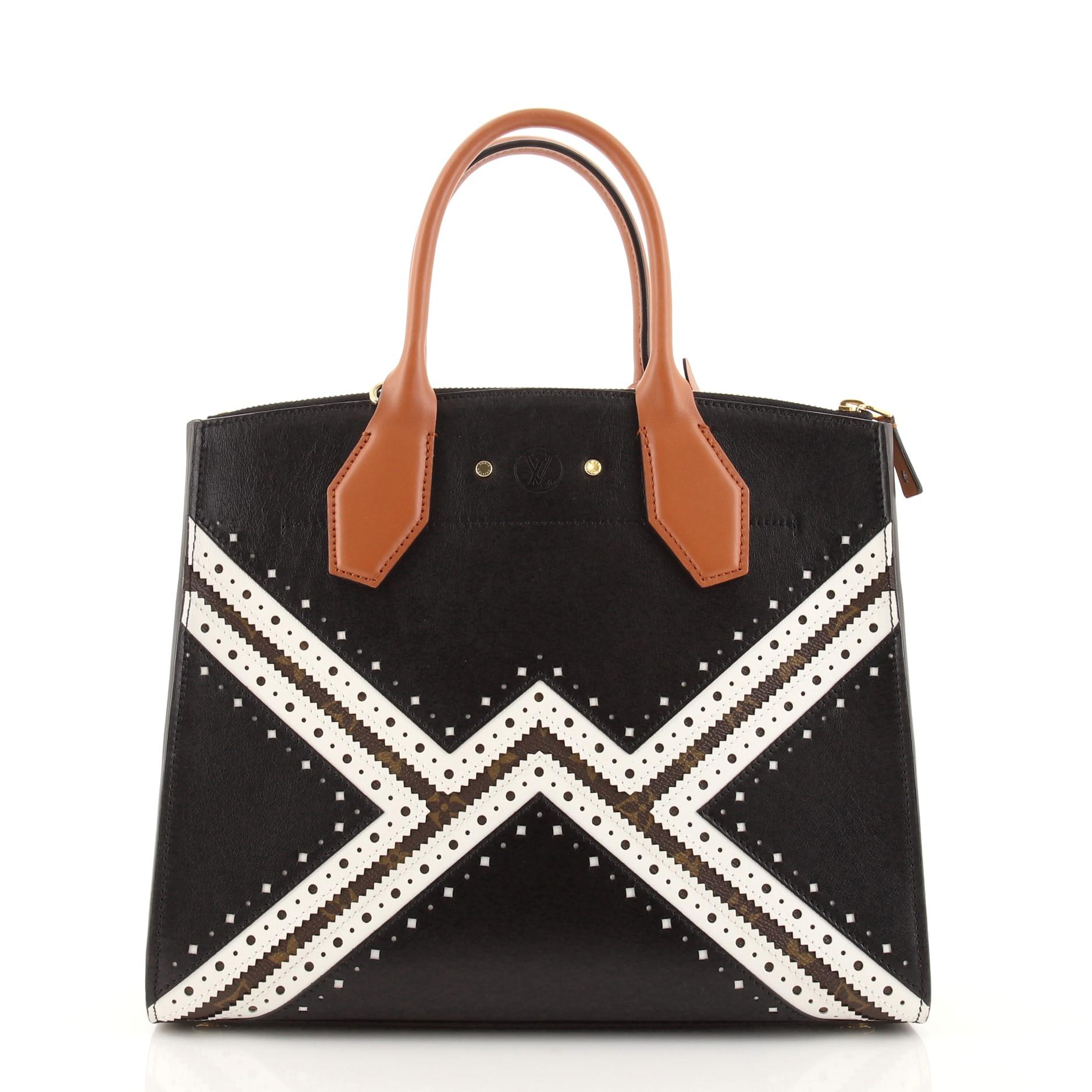 Louis Vuitton City Steamer Handtasche Limited Edition Brogue Monogramm Segeltuch (Schwarz)