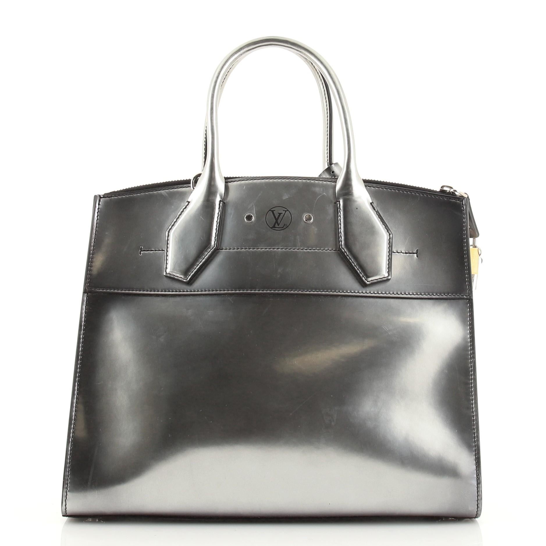 Gray Louis Vuitton City Steamer Handbag Limited Edition Glazed Calfskin MM
