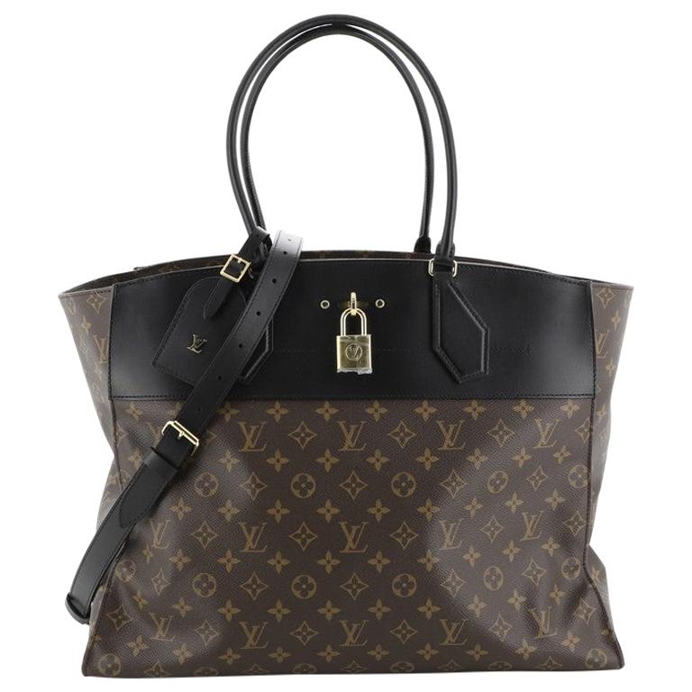 Louis Vuitton City Steamer Handbag Studded Leather and Monogram