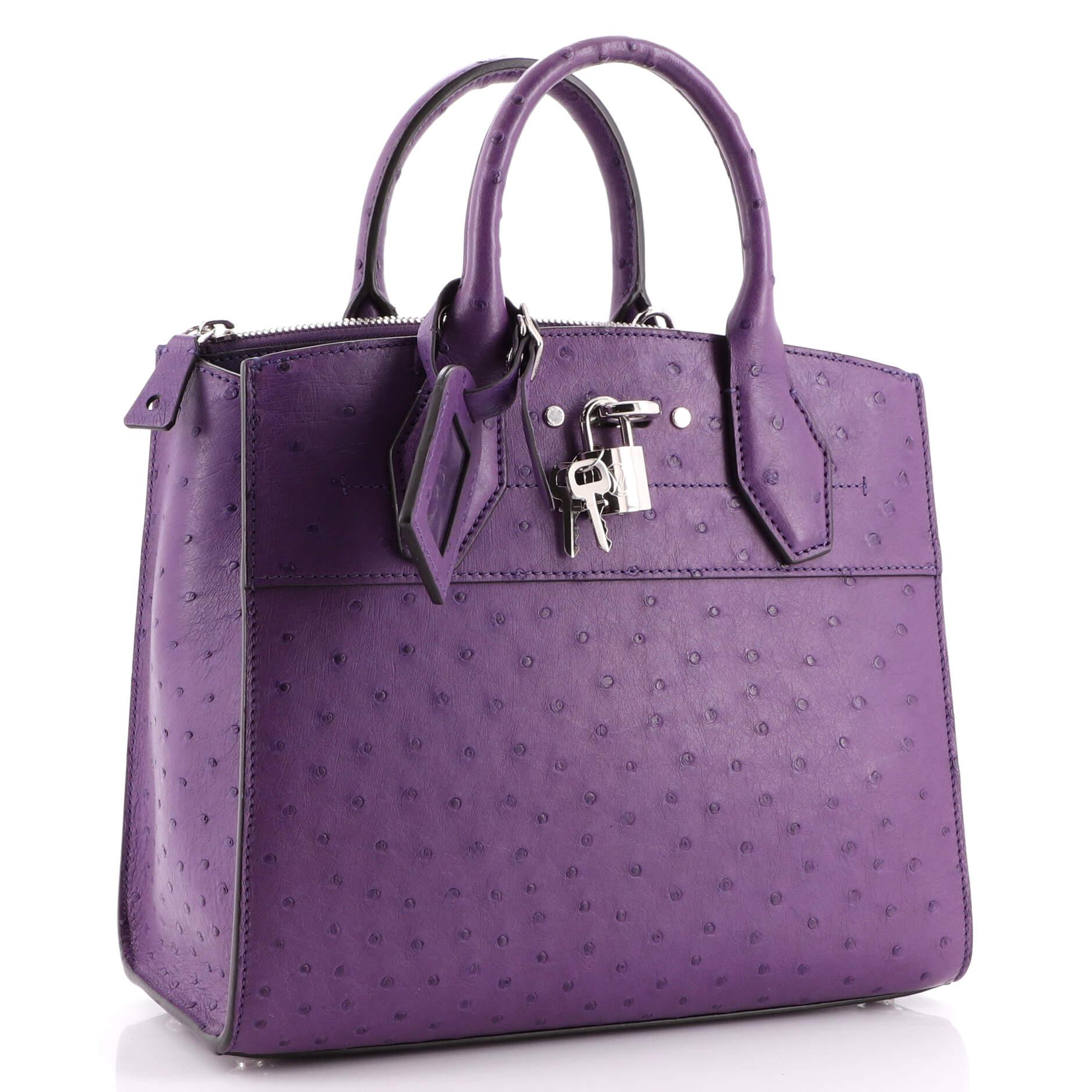 Louis Vuitton City Steamer Handbag Ostrich PM In Good Condition In NY, NY