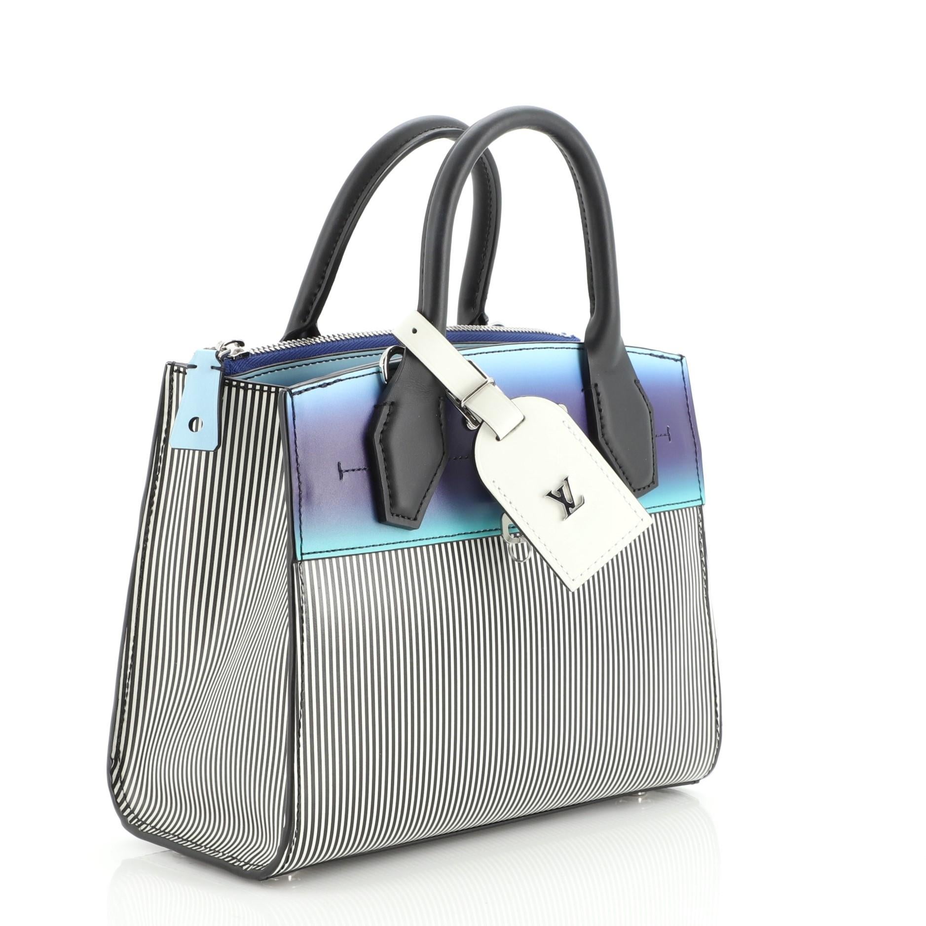 Black Louis Vuitton City Steamer Handbag Striped and Gradient Leather Mini
