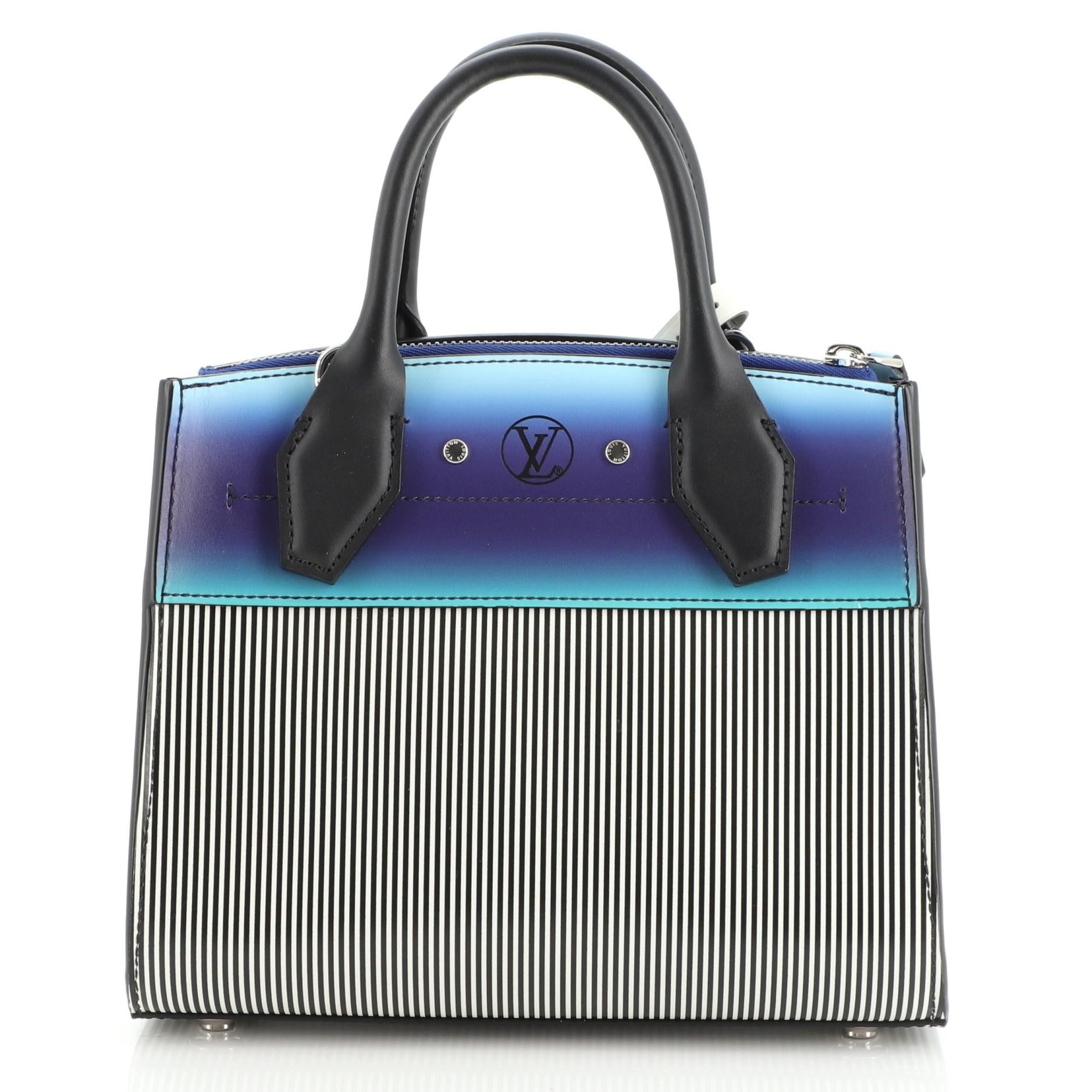 Louis Vuitton City Steamer Handbag Striped and Gradient Leather Mini In Good Condition In NY, NY