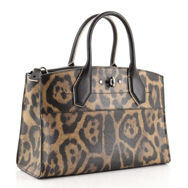 Black Louis Vuitton City Steamer Handbag Wild Animal Print Canvas EW For Sale