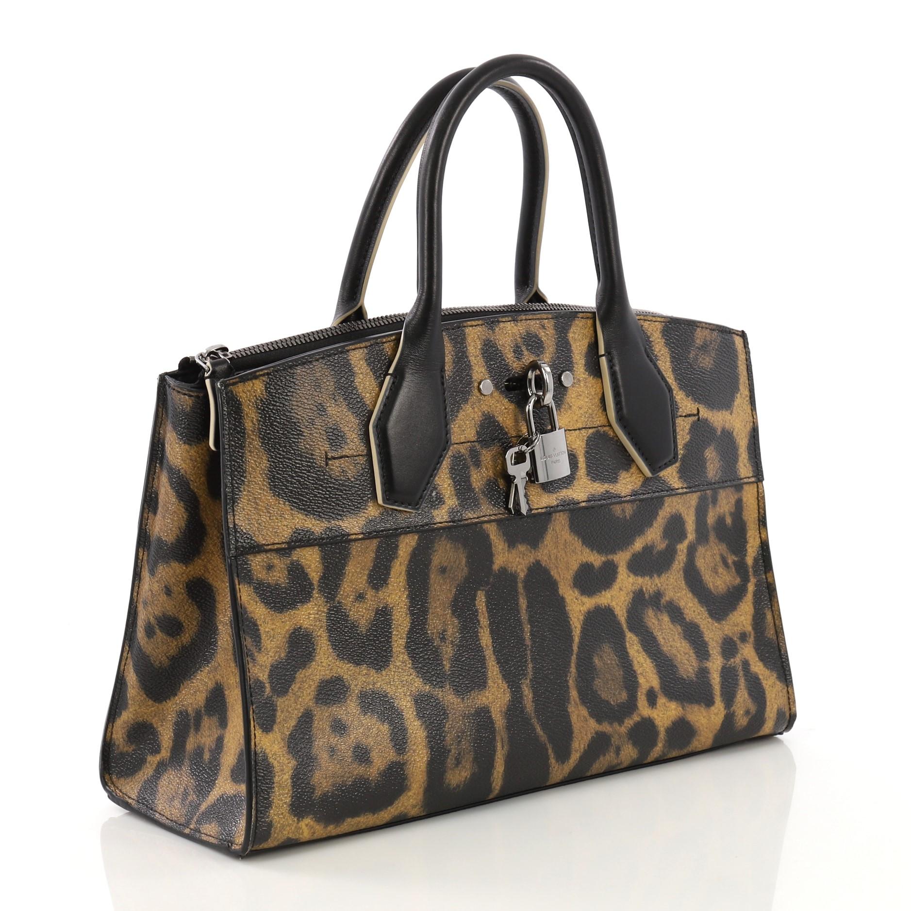 Black Louis Vuitton City Steamer Handbag Wild Animal Print Canvas EW