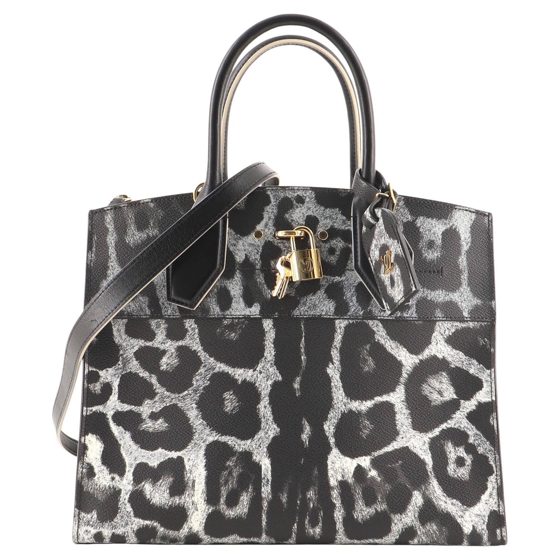 Louis Vuitton City Steamer Handbag Wild Animal Print Canvas EW