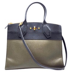 Louis Vuitton City Steamer MM 2 Way Leather Tote Bag M54312 Green Black