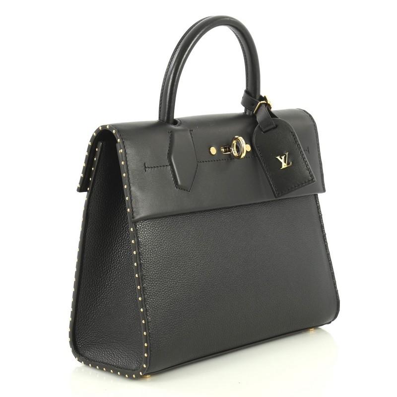 Black Louis Vuitton City Steamer One Handle Bag Leather