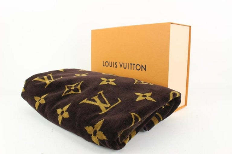 LOUIS VUITTON Cotton Monogram Classic Beach Towel Brown, FASHIONPHILE